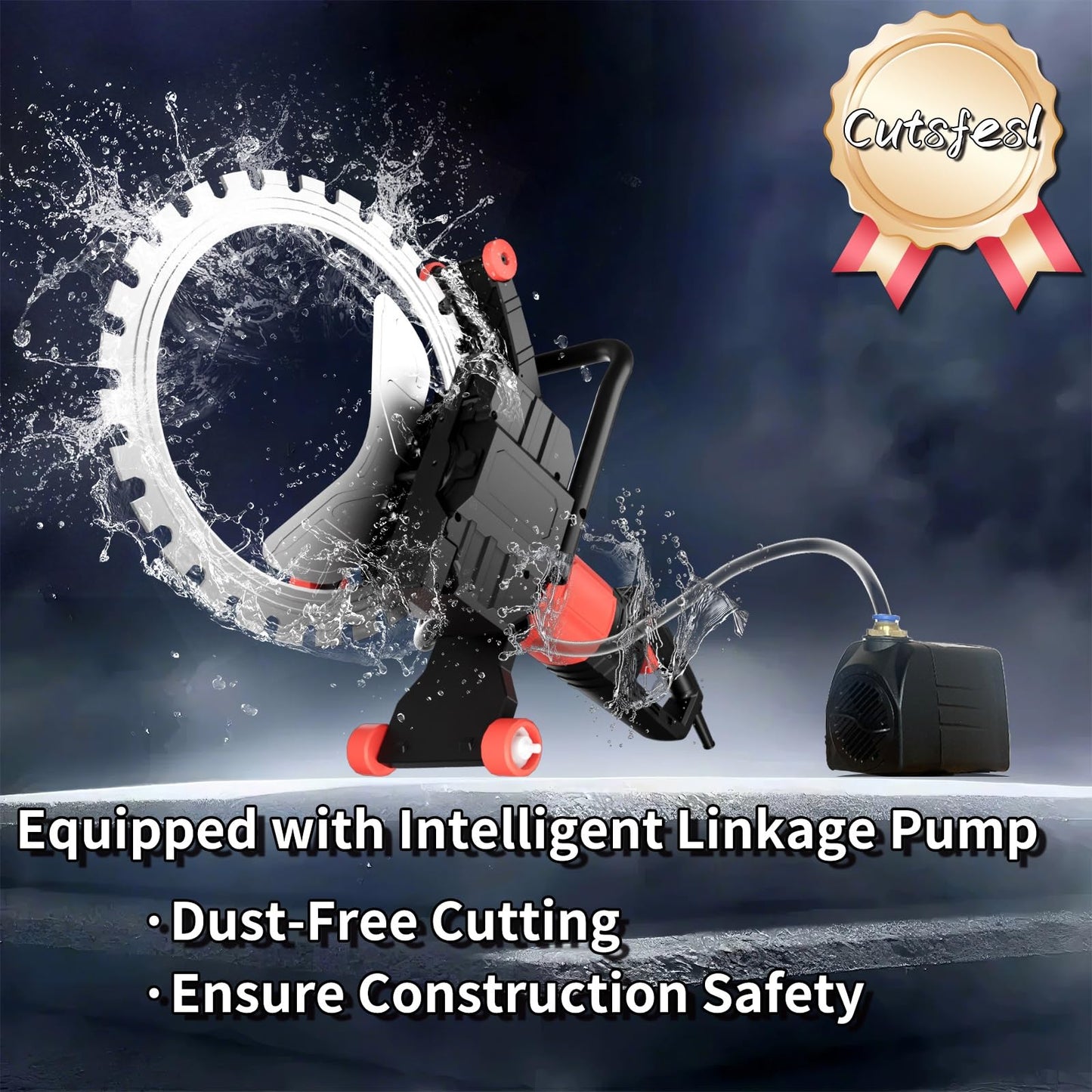Ring Concrete Cutter Saw, Concrete Saw 20 Inch, 110V Pure Copper Motor with an Intelligent Water Pump for Reinforced Concrete, Ceramic Tiles, Red Brick Walls(110V,Depth of Cut 11.81inch)