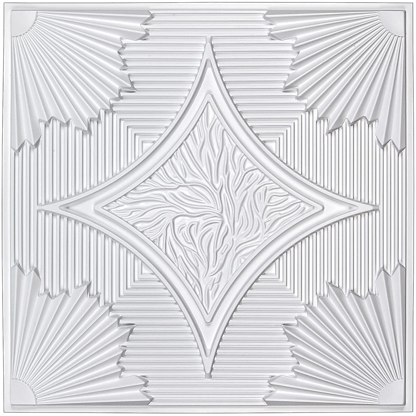 Art3d Drop Ceiling Tiles 24x24 in White (12-Pack, 48 Sq.ft), 3D Wainscoting Panels Glue Up 2x2