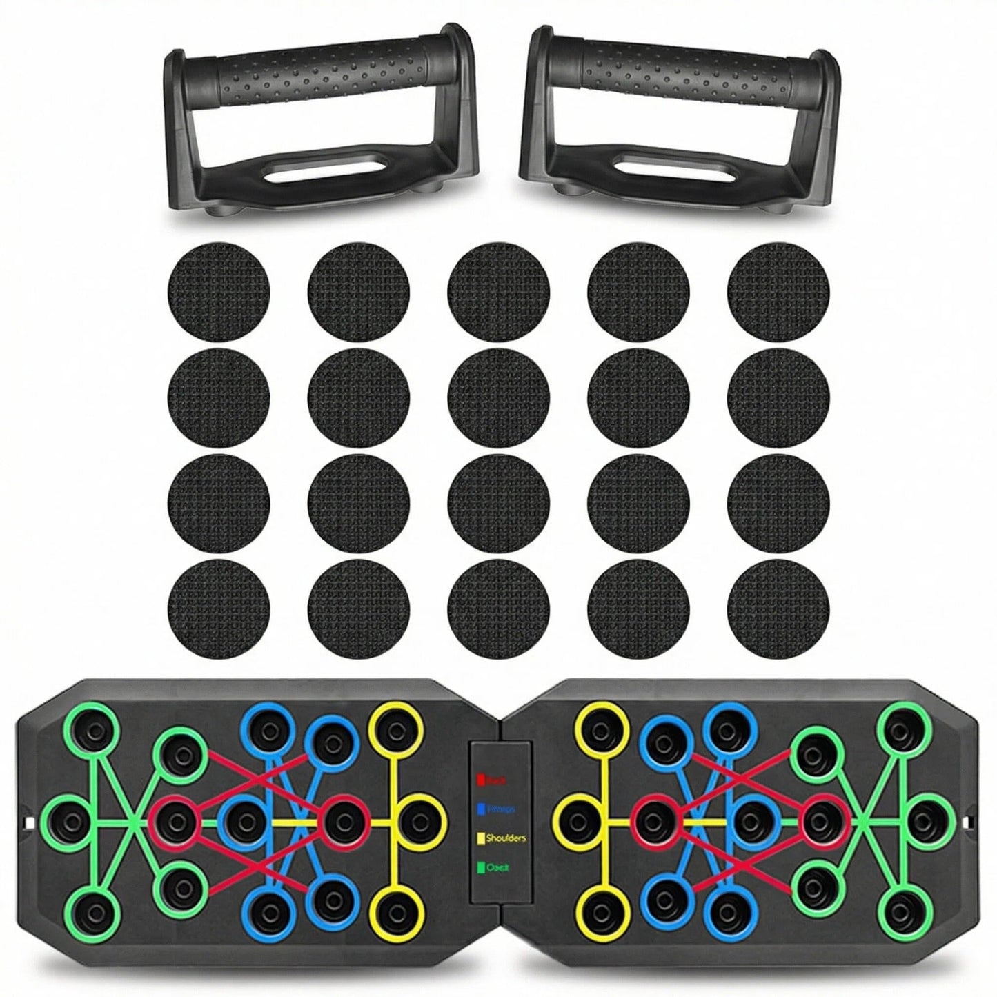 Push Up Board Fitness, BESUNTEK Foldable Multi-Function Exercise Board with Elastic Cord for Total Body Workouts, Portable Push Up Board for Floor (Basic Model)