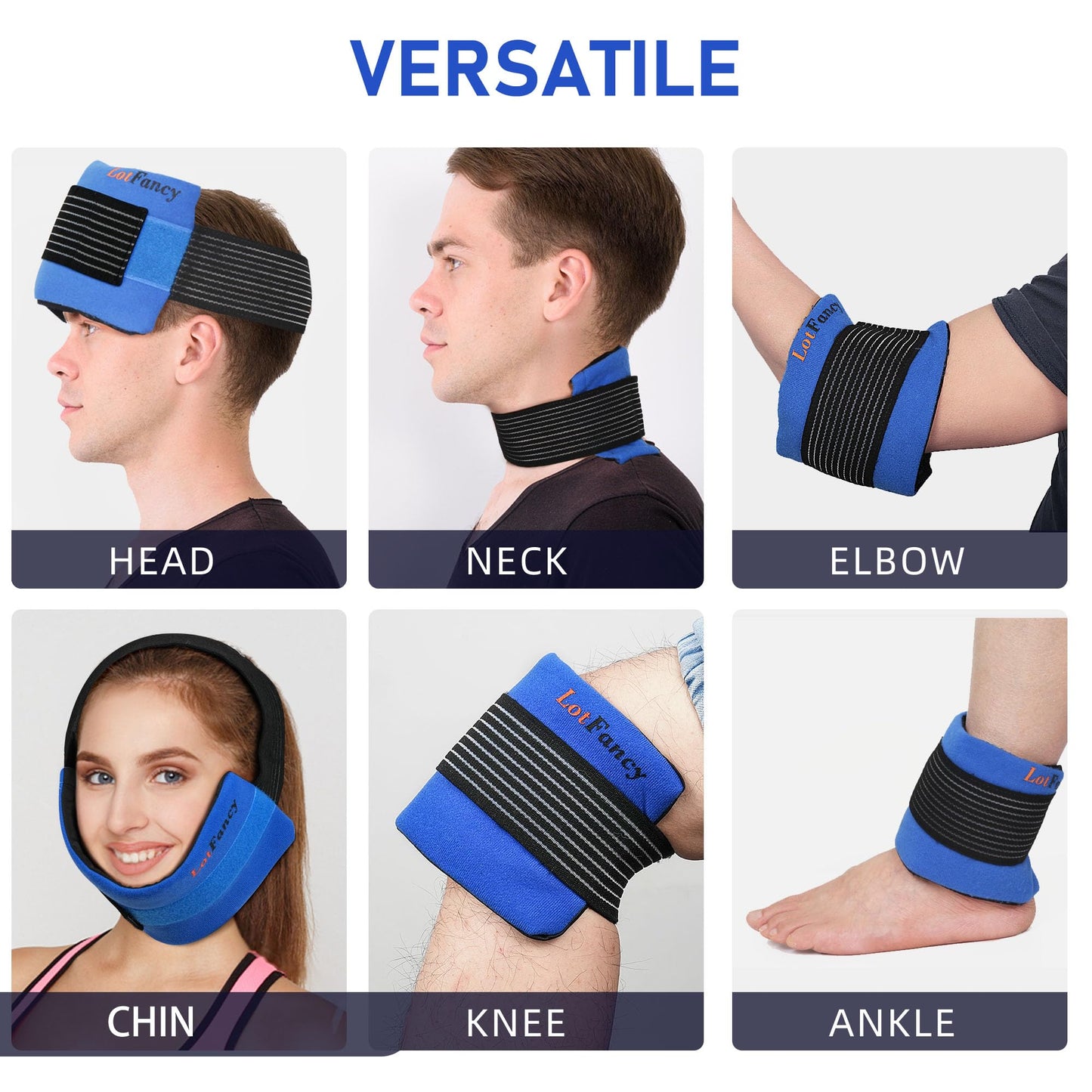 LotFancy Ice Packs for Injuries Reusable, 2 Gel Packs Wrap for Knee Head Neck Ankle Wrist Elbow Foot Legs Back Joint Pain Relief, Hot Cold Therapy for Surgery Recovery, First Aid