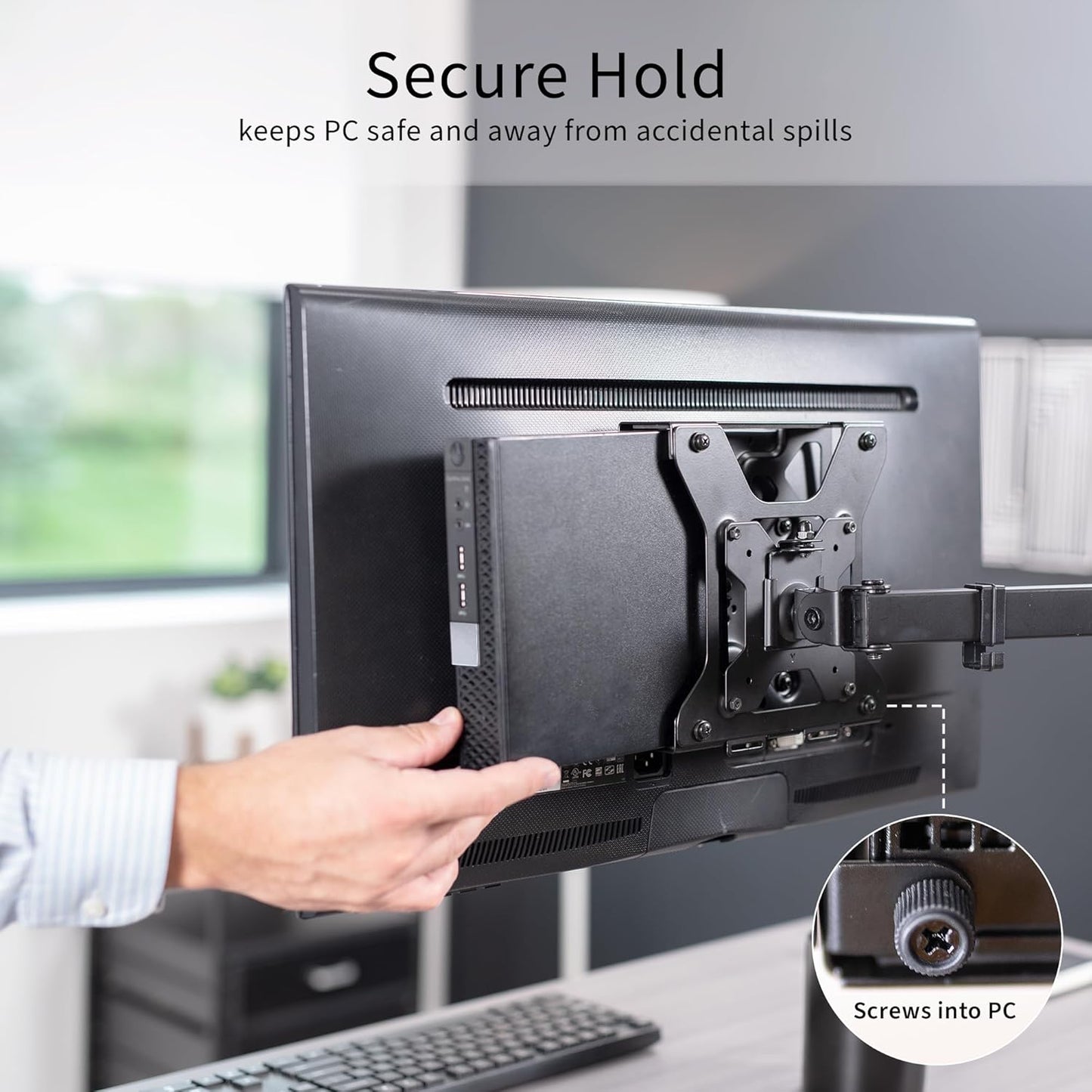 VIVO Mount-DLMM2 Behind Monitor Mini PC VESA Mount Designed for Dell OptiPlex Micro CPU, Monitor Arm Computer Holder