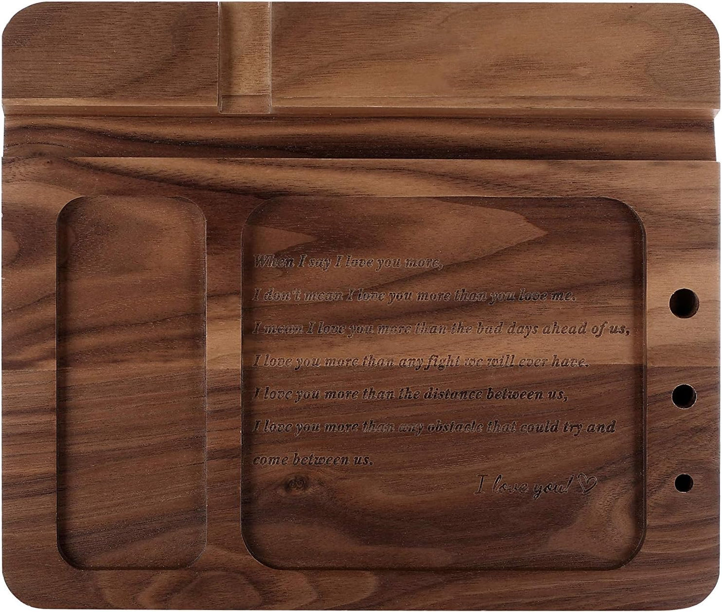 awofer Gifts for Men - Ebony Wood Phone Docking Station - Nightstand with Key Holder, Wallet Stand and Watch Organizer