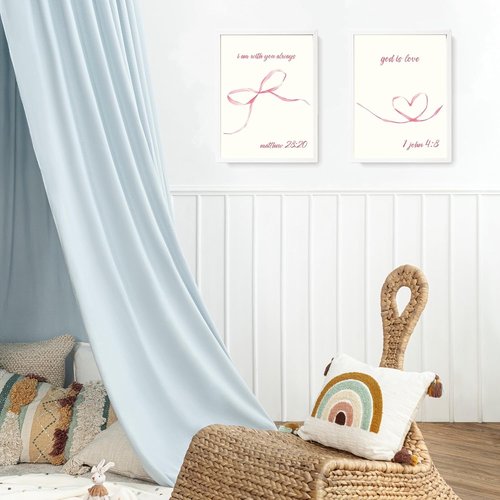 LARTSFRO Coquette Pink Bow Wall Art - Aesthetic Decor for Teen Girls | Set of 4 Unframed 12x16 Inch Prints