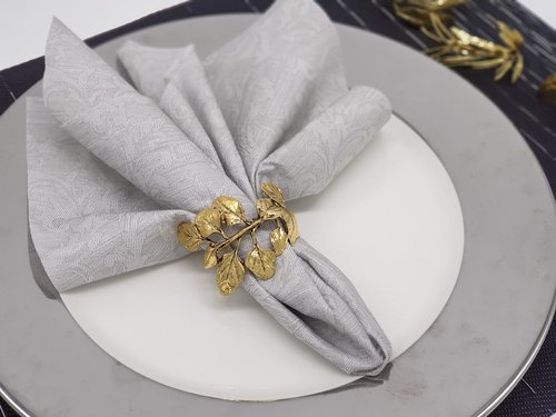 Herb Napkin Rings - Vintage Leaf Napkin Ring Set of 8 for Every Occasion - Ideal for Thanksgiving Christmas Wedding Fall Party Celebrations