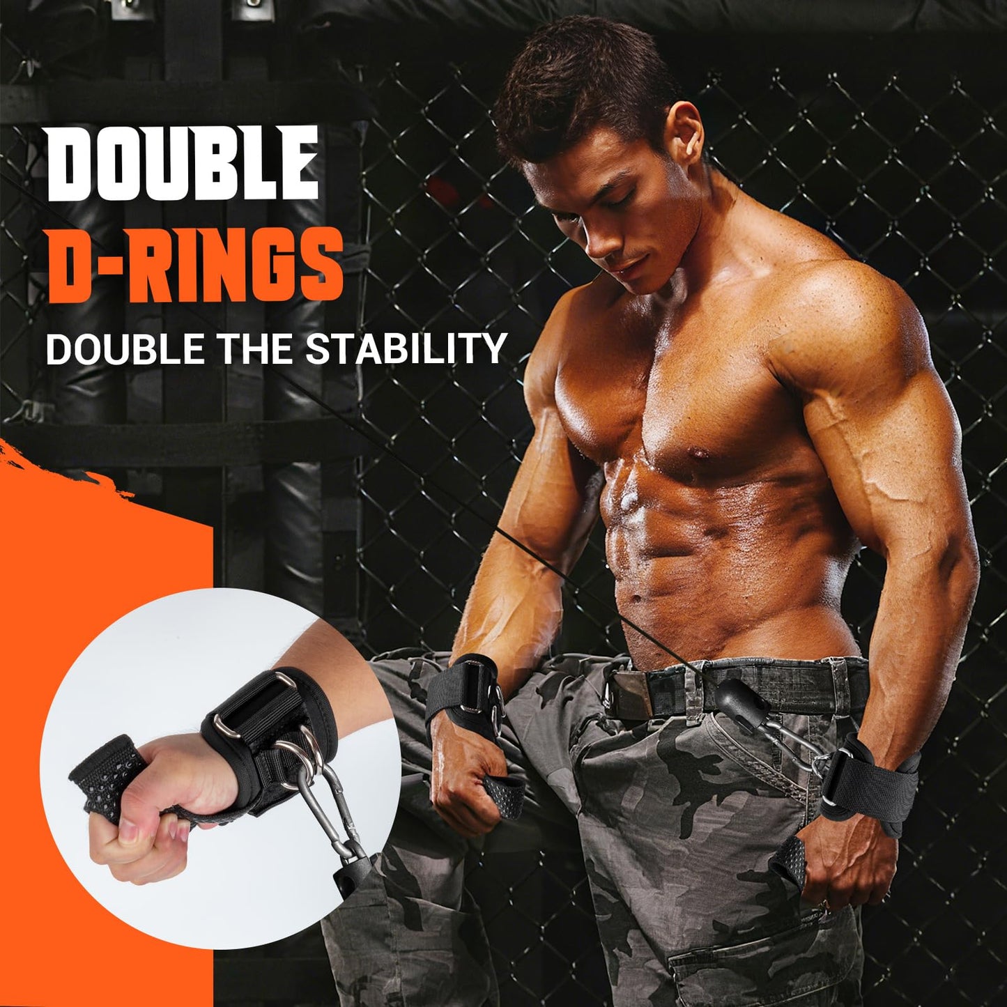 Weight Lifting Straps with D Rings, 2 In 1 Heavy Duty Gym Wrist Straps for Men, 8mm Neoprene Padded Non-Slip Lifting Wrist Straps for Weightlifting, Deadlifting, Cable Machine Workouts & Pull-Ups