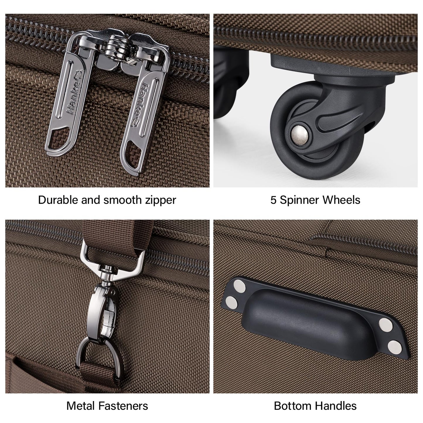 Hanke Expandable Collapsible Luggage with Wheels Suitcase, Rolling Travel Bag, Duffel Garment Tote Bag for Men Women, Lightweight Suitcase, Large Capacity Luggage with Spinner Wheel (Coffee)