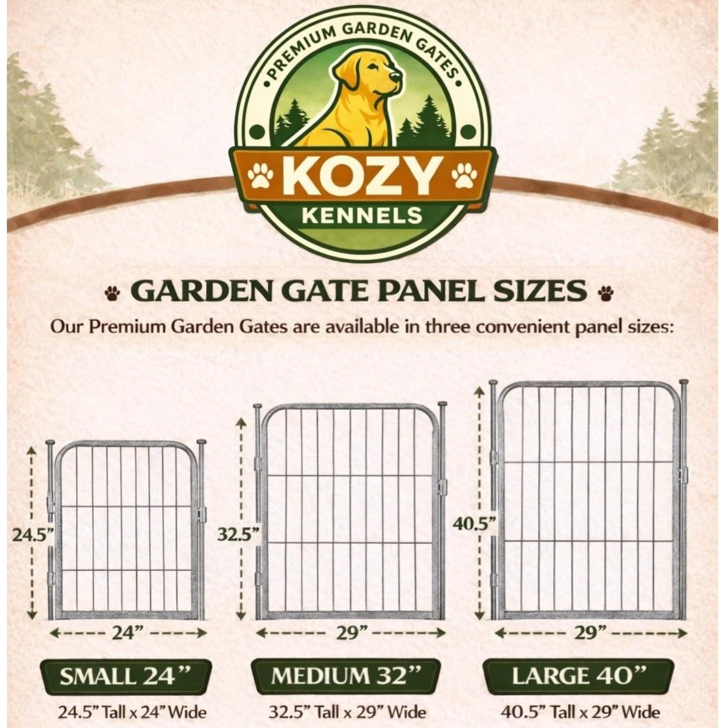 Kozy Kennels Decorative Outdoor Garden Fence - 32in, 8 Panels - Grey Heavy Duty Metal Fencing w/Anti-Rust Coating & Extra Wide Gate for Yard, Flower Bed Border, Dog & Animal Barrier