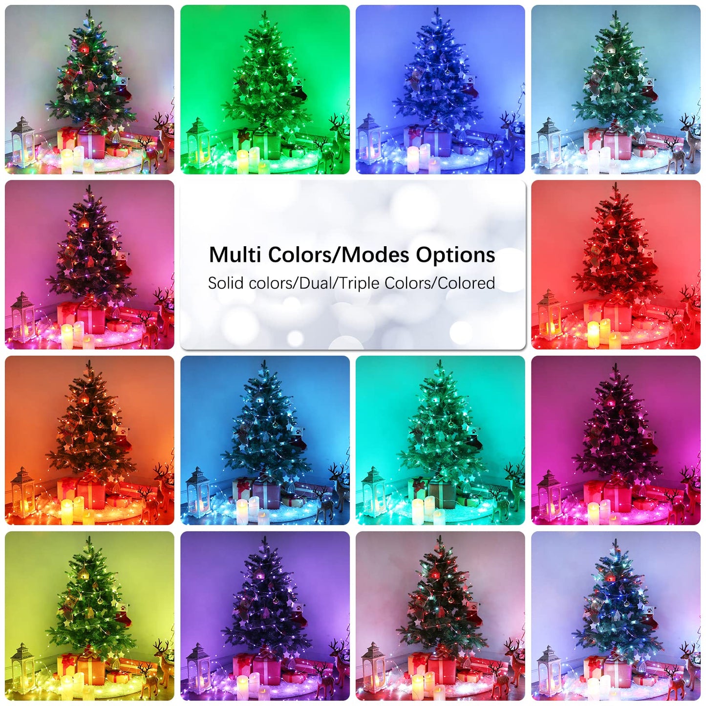 BrizLabs Fairy String Lights - 2 Pack 66ft 200 LED Color Changing Fairy Lights with Remote, Plugin Red White Blue Twinkle Light Rainbow Firefly Starry Light for Xmas Tree Halloween July 4th Easter