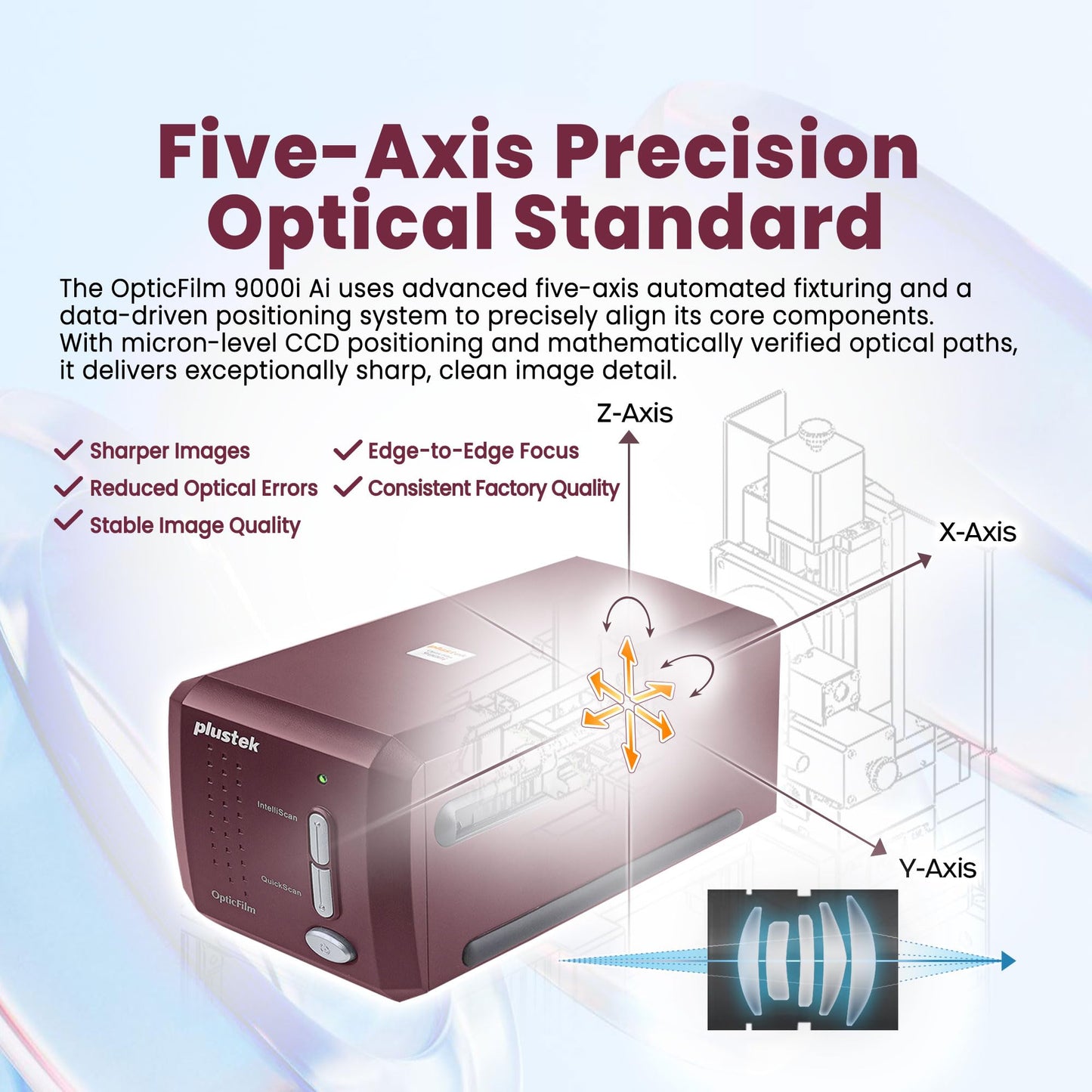 Plustek OpticFilm 9000i Ai 35mm Film Scanner – New 3rd Gen Lens System & 5-Axis Precision Alignment – Professional Detail & Stability – 2026 Flagship Model