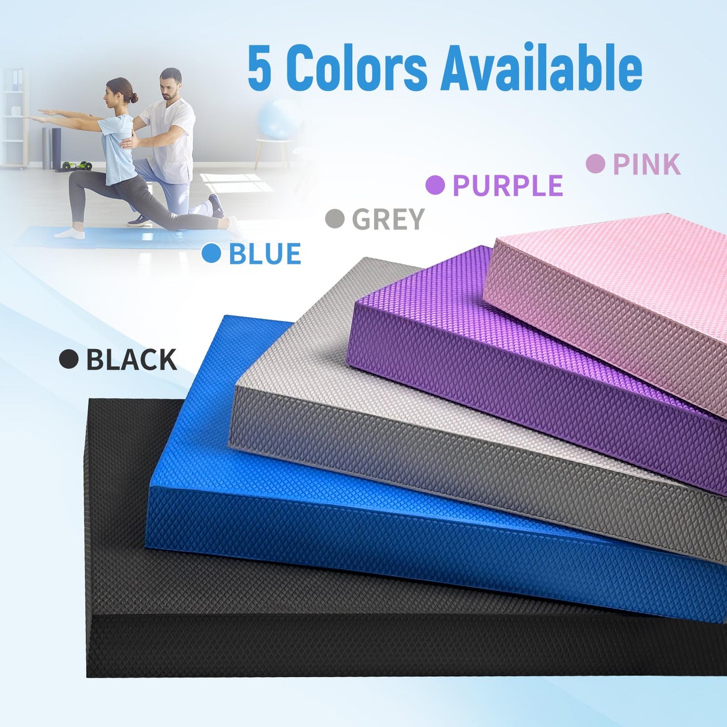 Balance Pad for Exercise 20x16x2.5 Inch,Non-Slip Foam Mat for Fitness,Yoga, Foam Balance Board Physical Therapy, Knee Pad for floor (Black)