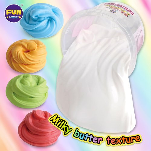 FunKidz Milky Butter Slime Bucket - 64 FL OZ Soft White Scented Slime Kit with 29 Add-Ins | Perfect Gift for Kids 6+