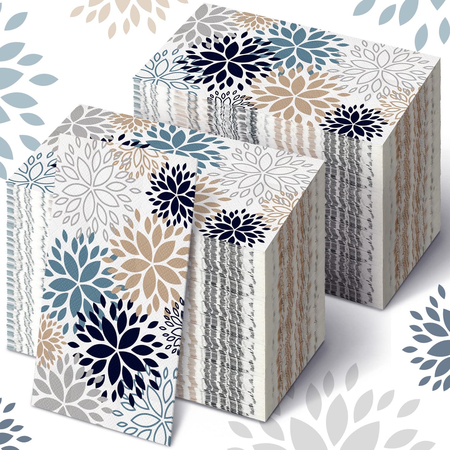 Karenhi 200 Pcs Floral Hand Paper Towel 2 Ply Dahlia Flower Guest Napkins Spring Guest Paper Napkins for Bathroom Disposable Hand Towels for Wedding Bridal Baby Shower Birthday Party