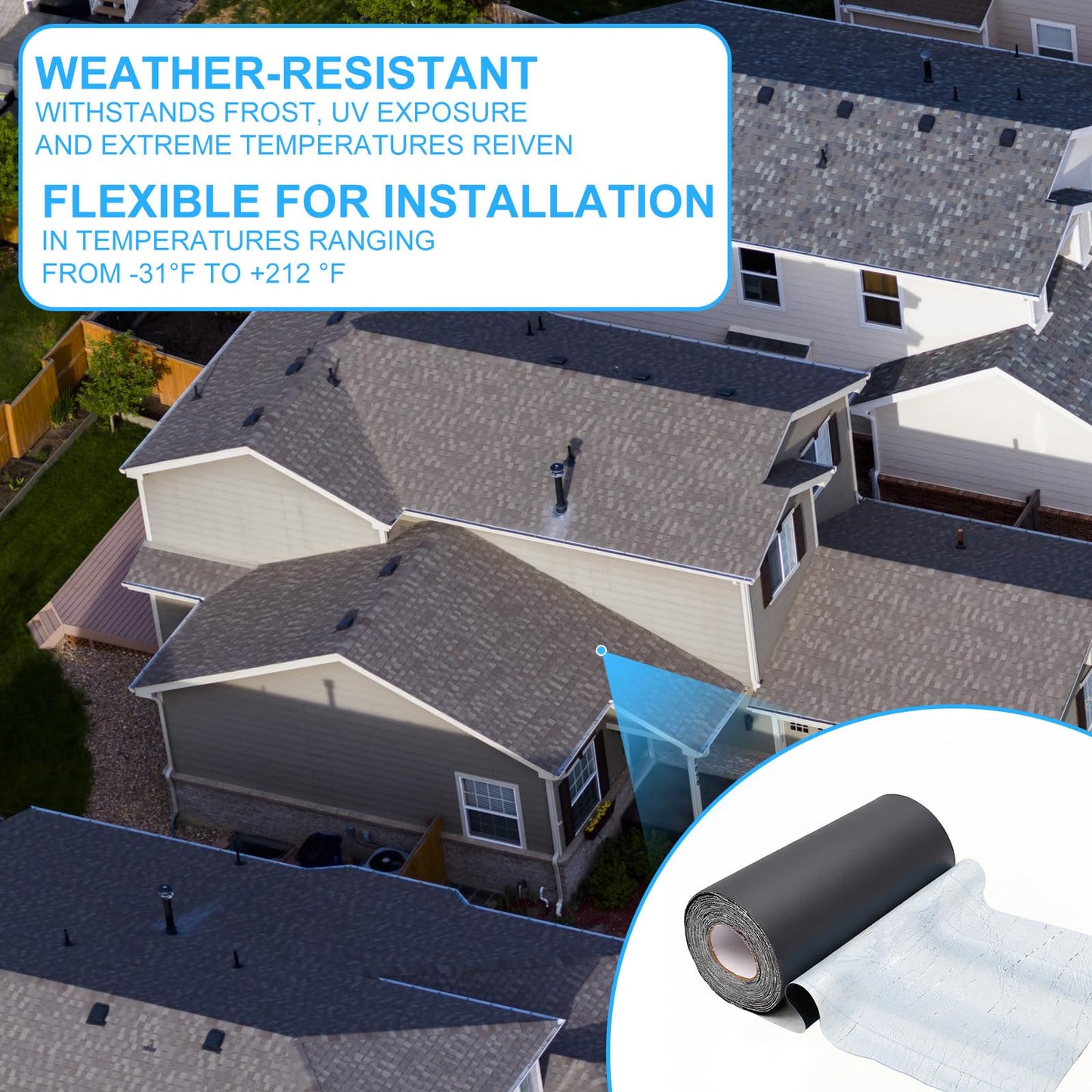 Joyfolk 16in x 32.8ft Epdm Rubber Roofing for Liner Bonding Sealing Repairs, 60 Mil Black Self Adhesive Epdm Waterproofing Membrane for Joints Roofs Windows