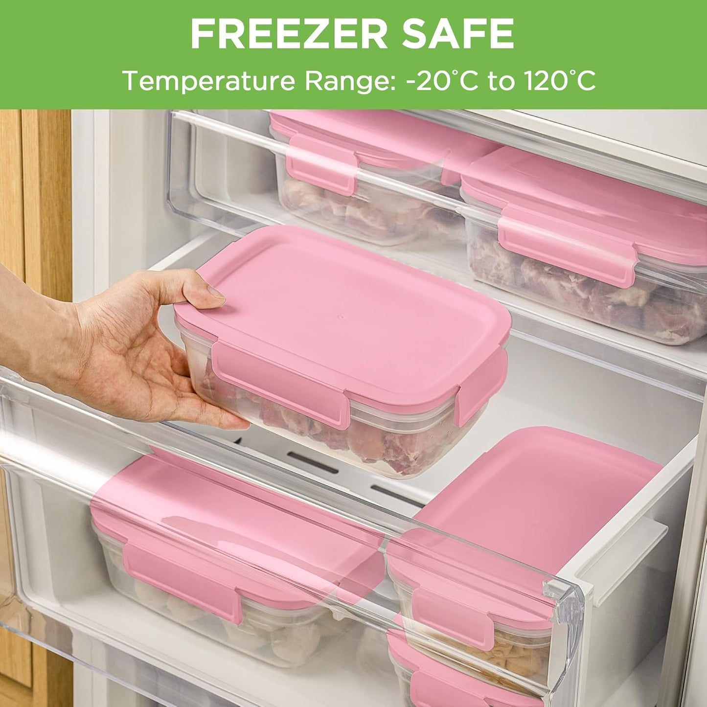 Regine Switzerland 10-Pack Food Storage Containers - Airtight, BPA-Free, 47.3oz Each, Pink | Ideal for Meal Prep