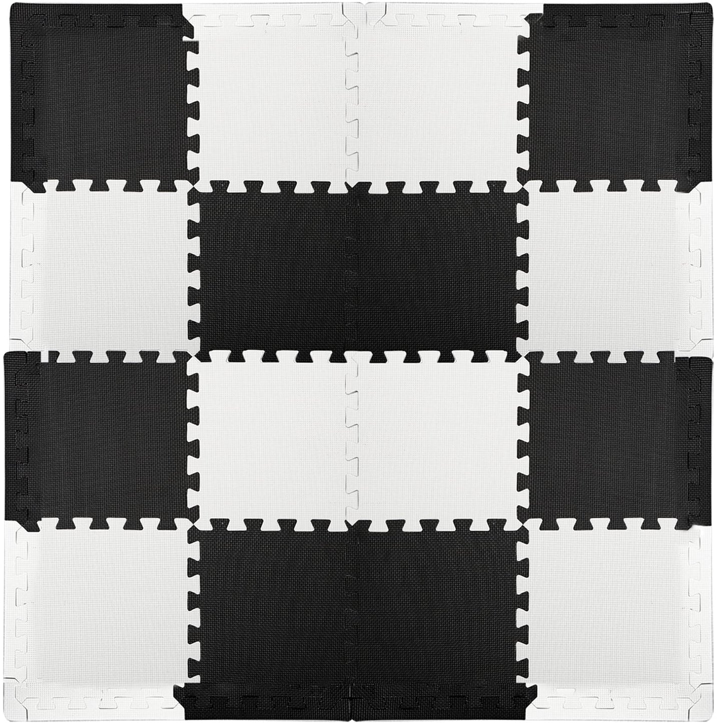 DEAYOU 16 Tiles Interlocking Foam Mat Floor Tiles, 12" x 12" EVA Foam Puzzle Mat with Borders, 0.4" Thick Soft Protective Exercise Padding Mats for Fitness, Play, Gym, Black and Cream White