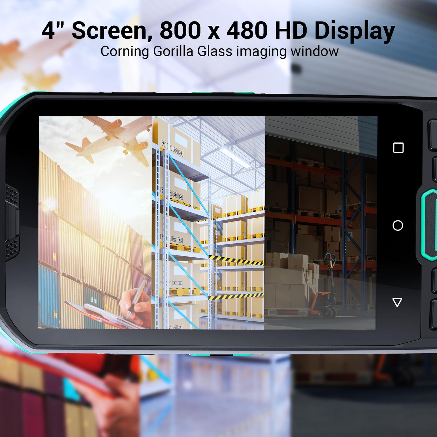 iTera Android 13 Barcode Scanner PDA: HS7 Scan Engine 26-Key Keypad 4" Touch Screen MTK 2.0GHz CPU IP67 Rugged 5100mAh Battery for Warehouse Logistics Industrial Use P400