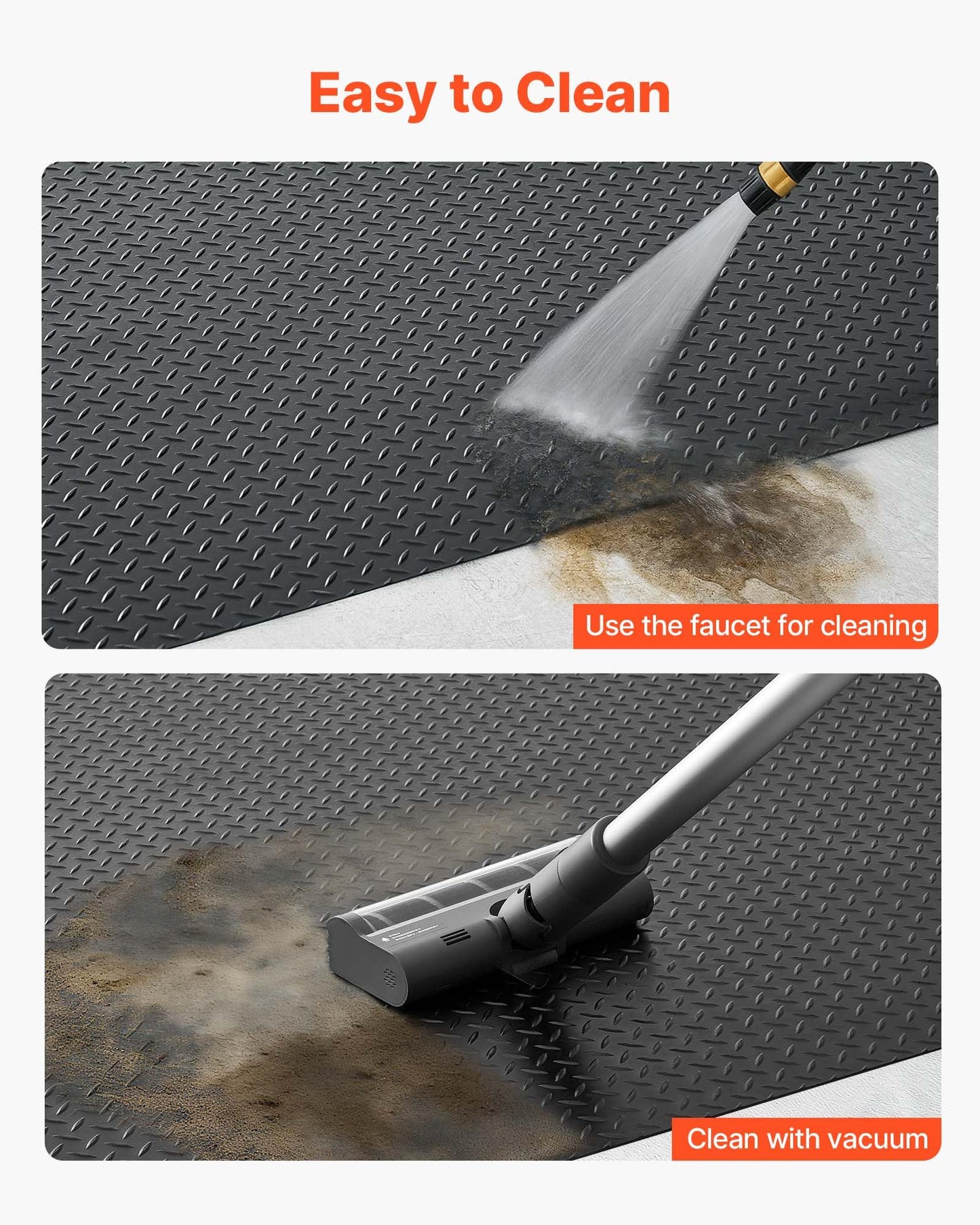 VEVOR Garage Floor Roll, 4 x 20 ft Garage Flooring Mat, 3 mm Thickened Rubber Diamond Plate Floor Protector Mat, Non-Slip, Wear-Resist, Waterproof, Easy to Clean for Warehouse, Gyms,Trailer, Black