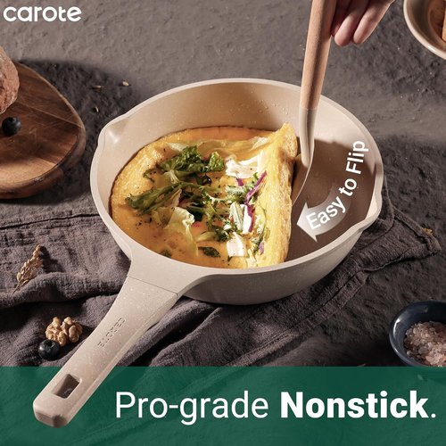 CAROTE 13-Piece Non-Stick Cookware Set - Taupe Induction Pots and Pans with Lids | Kitchen Essentials