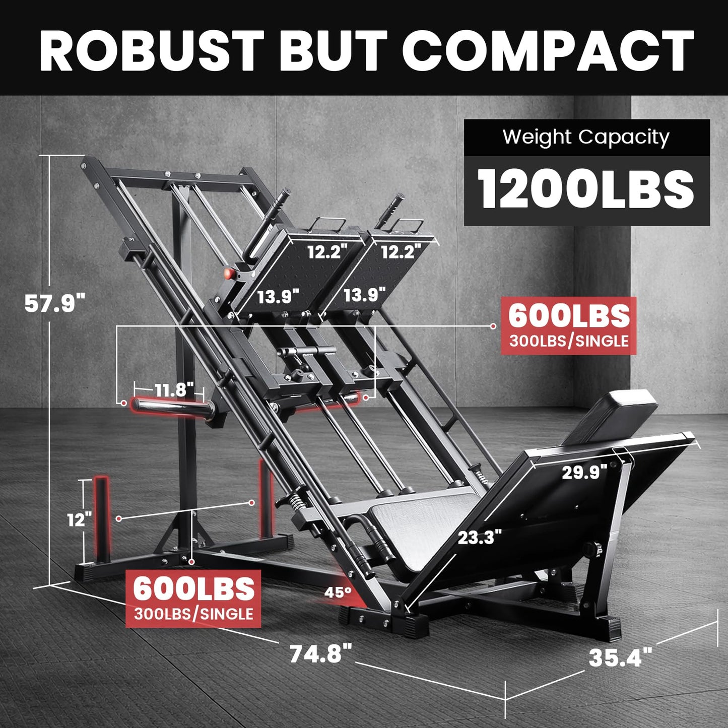 LIONSCOOL Upgraded 3-in-1 Leg Press Hack Squat Machine with Weight Storage, Professional Adjustable Iso-Lateral Trainer with Linear Bearing for Home Gym Lower Body Strength Training