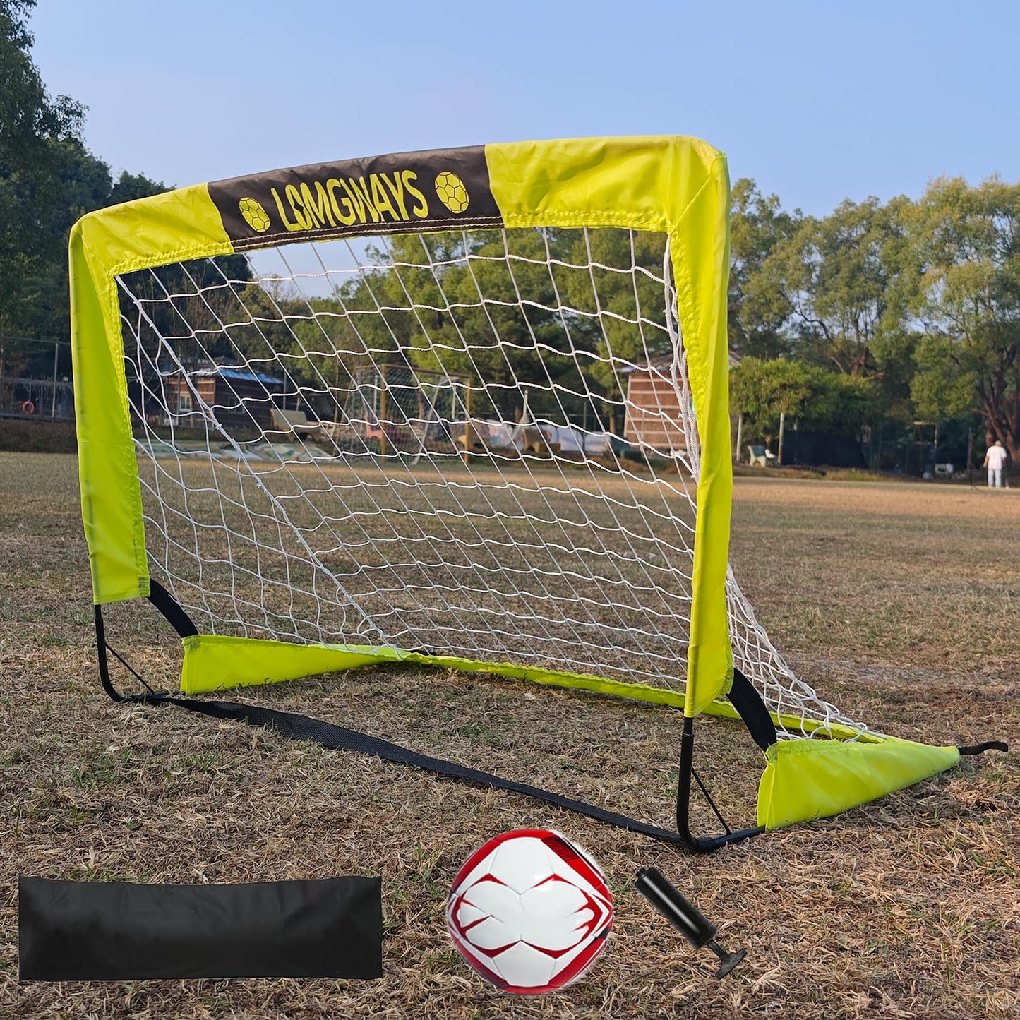 Soccer Goal for Backyard,Mini Soccer Goal with Size 1 Soccer Ball,Pump,Ground Stakes,Carry Bag, Perfect for Backyard,Court,Field,Easy Set up,Great for All Levels