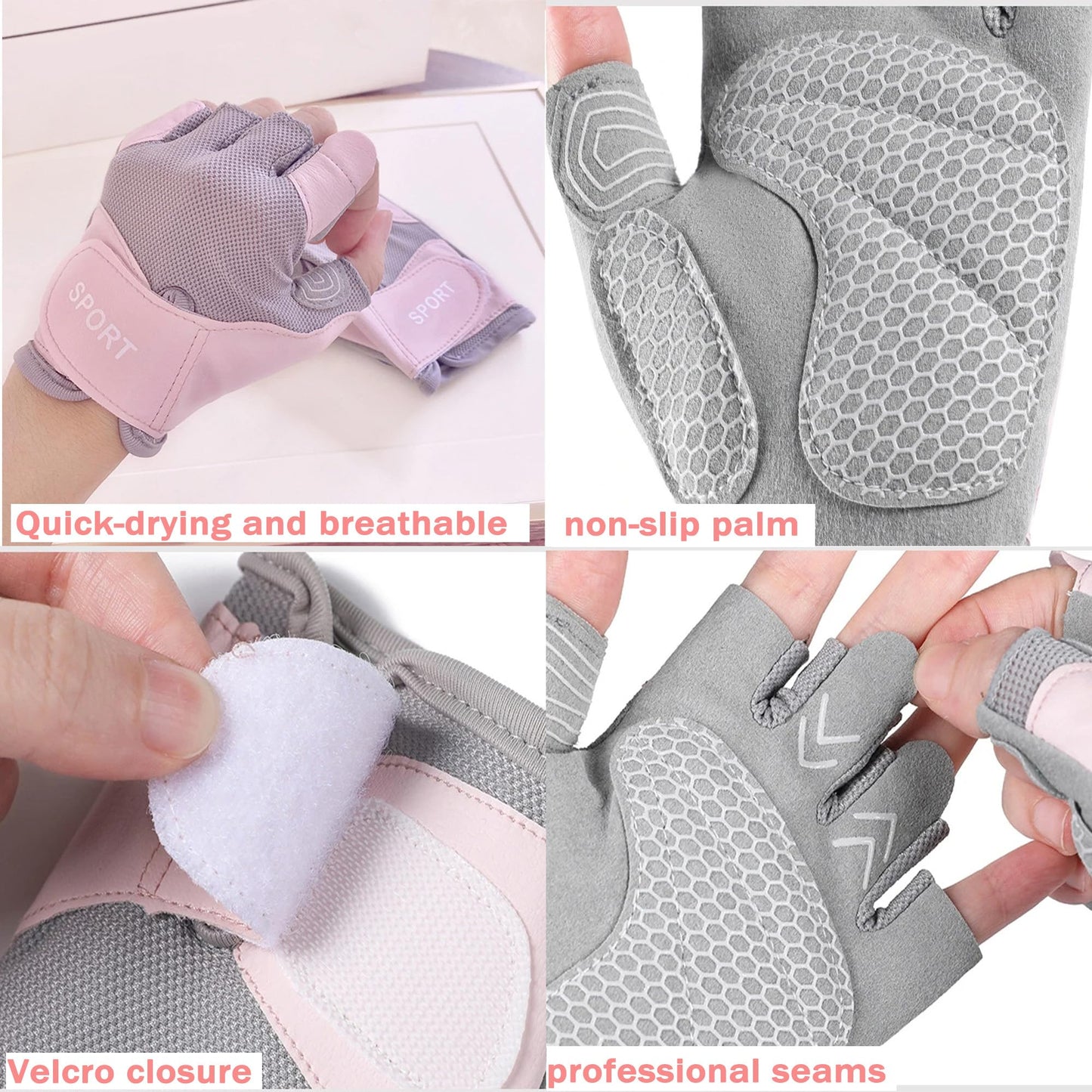 Utaly Breathable Workout Gloves Women & Men Half Finger Gym Gloves Anti-Slip Shock Absorption Lightweight Exercise Gloves for Weightlifting, Cycling, Yoga, Training & Fitness