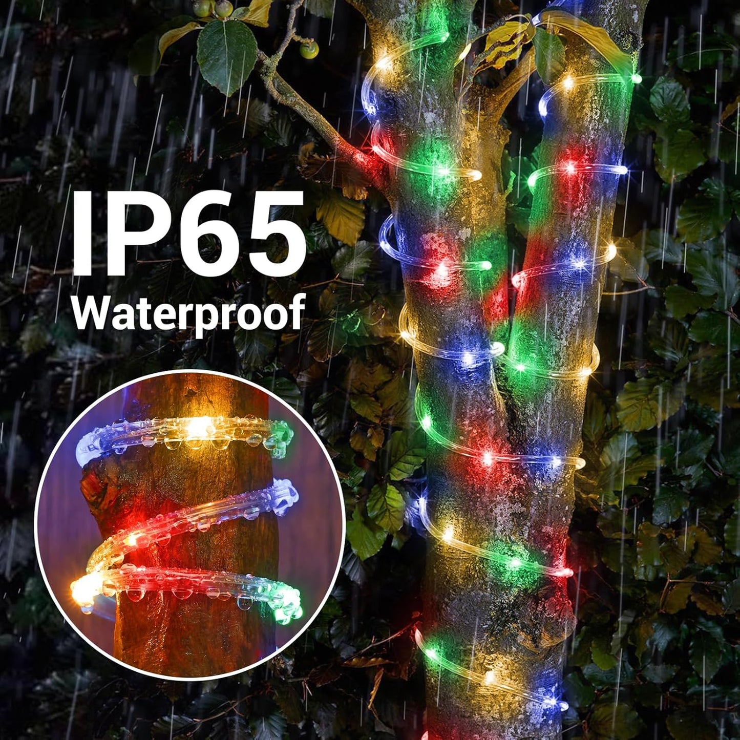 Solar Rope Lights by [Brand Name] | 132ft 400LED Waterproof Outdoor String Lights - 8 Modes for Garden & Patio Decor