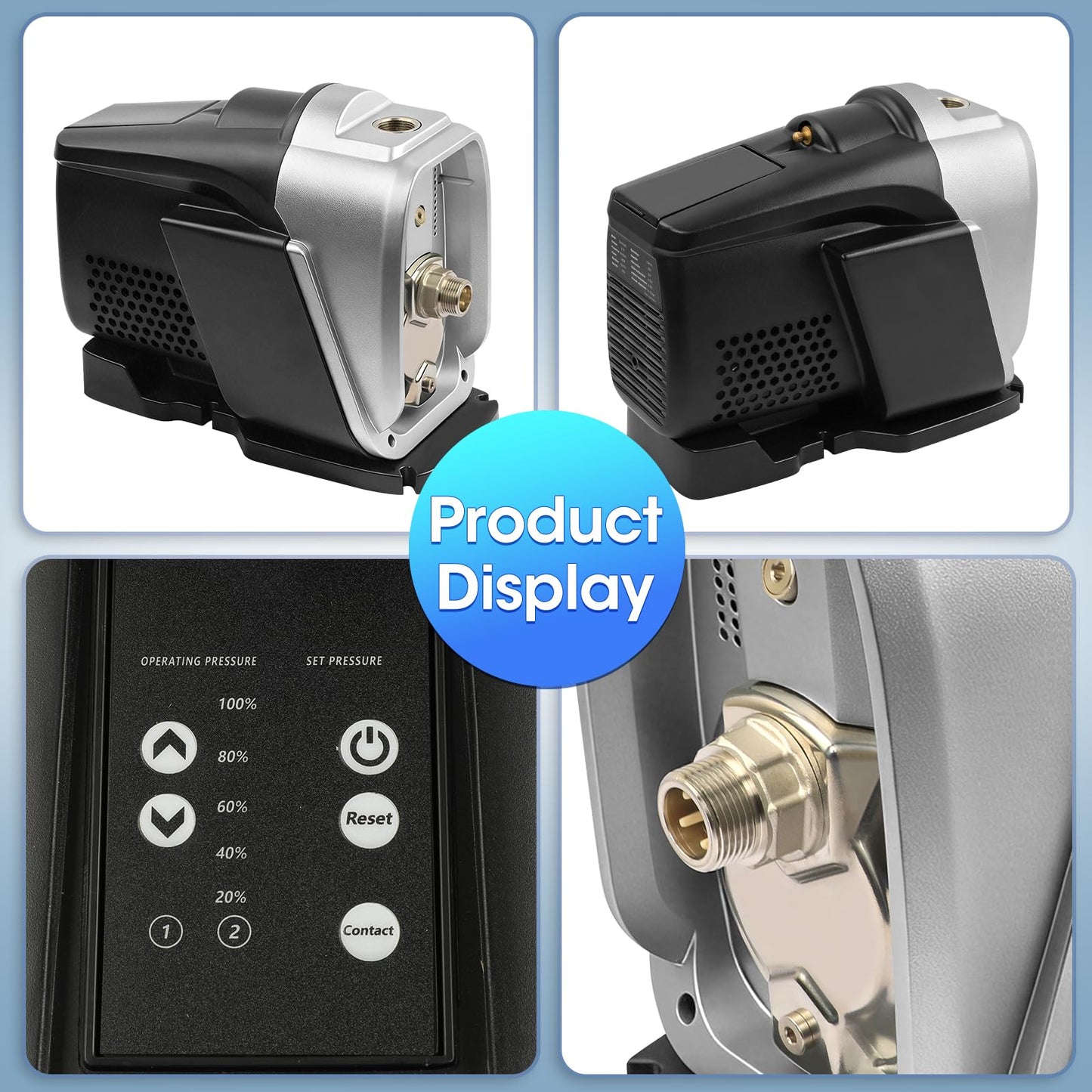 Water Pressure Booster Pump 900W 110V~115V 60Hz, 1 Inch Pipe Fitting, 1.5-6.0bar Adjustable Pressure, for Home/Garden/Business Water Transfer & Irrigation