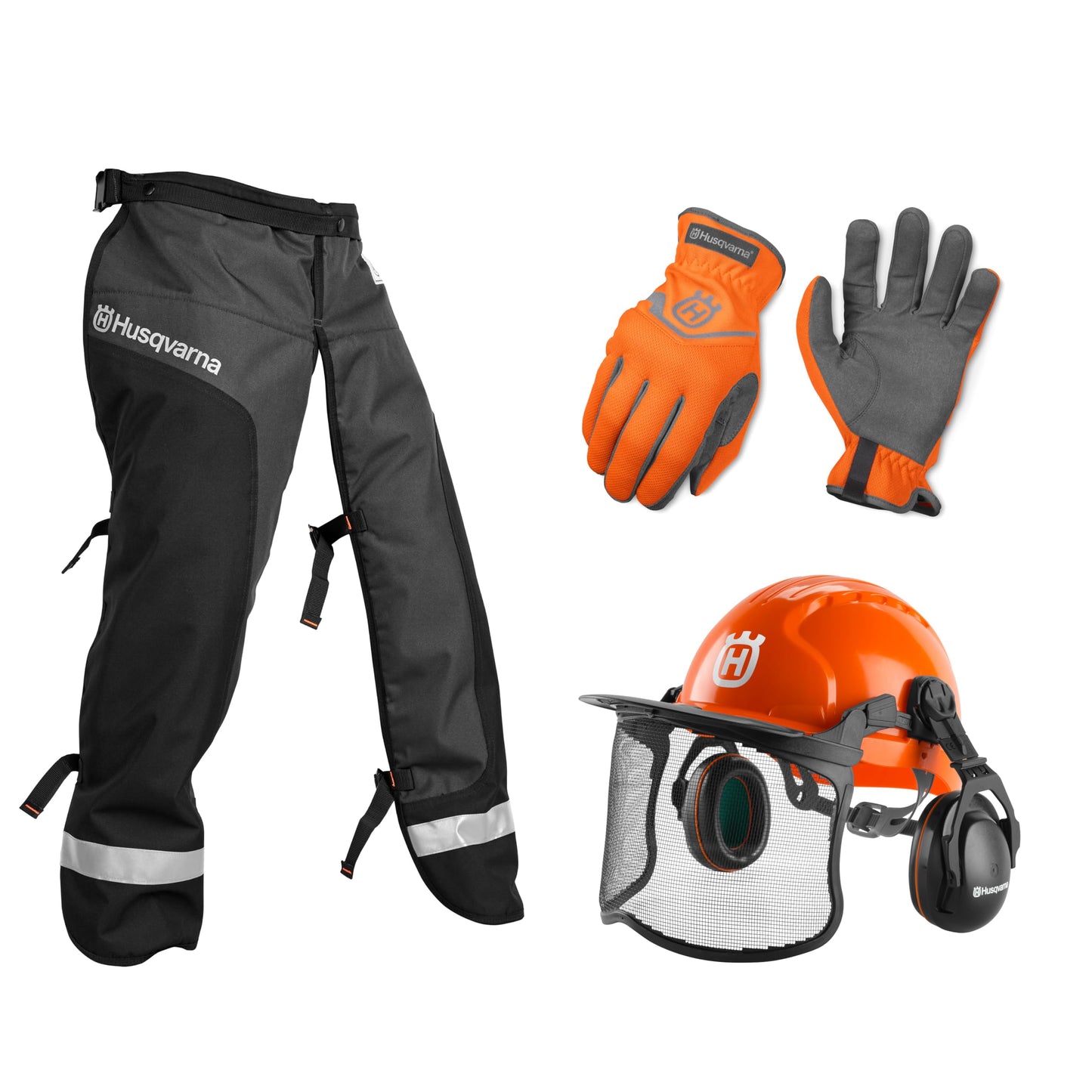 Husqvarna 590091101 Classic Personal Protective Power Kit with Chainsaw Chaps, Forest Helmet and Safety Gloves, Chainsaw Safety Equipment, Gifts for Men