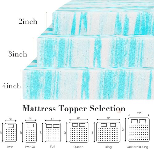 DUMOS Memory Foam Mattress Topper - 3 Inch Thick Cooling Gel Infused Twin Size Pad | Soft & Breathable