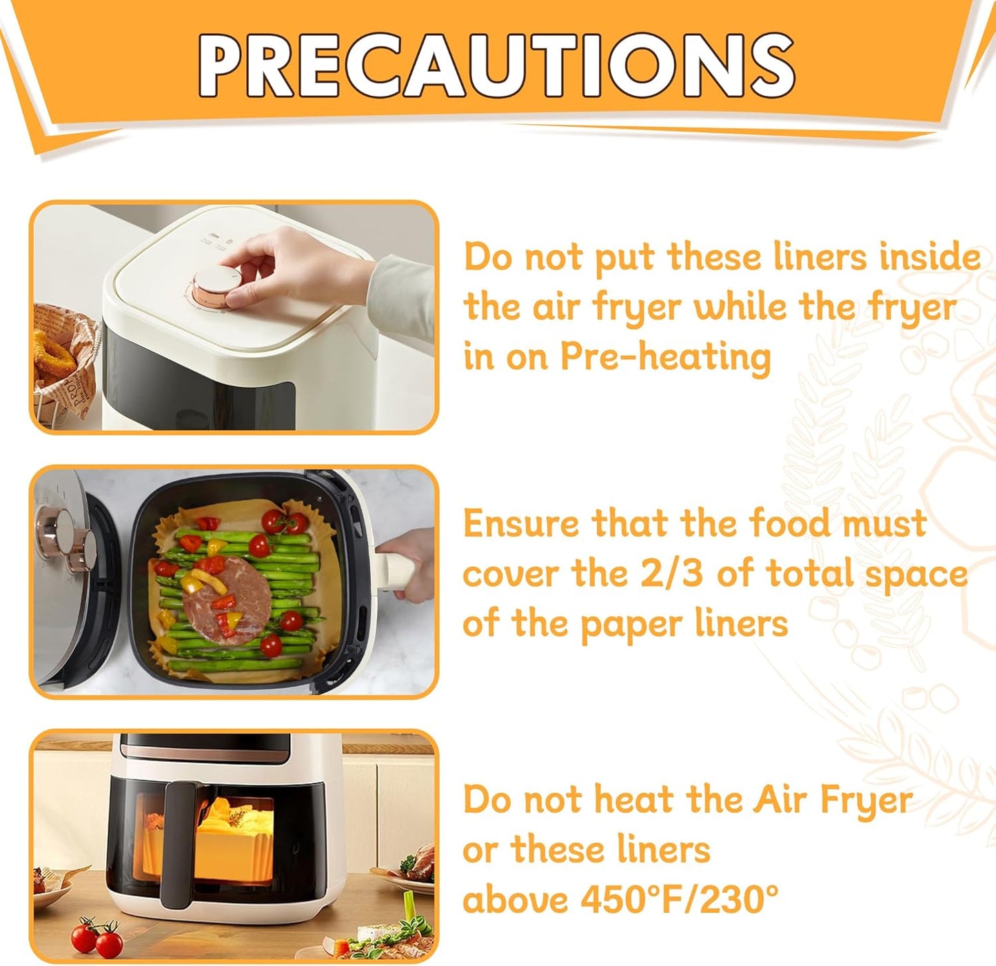 Skiennix Air Fryer Liners - 125 Pcs 8-Inch Non-Stick Parchment Paper with Cooking Guide Booklet