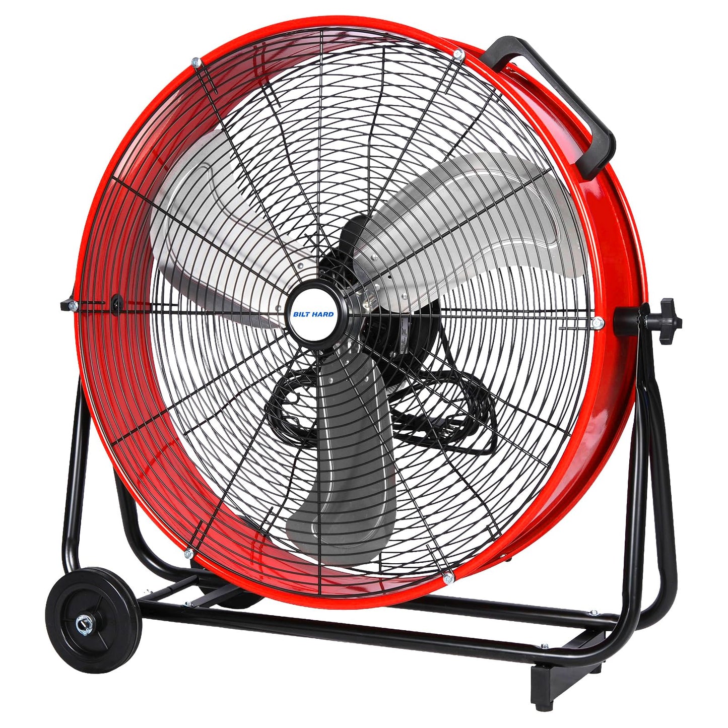 BILT HARD 24" 8100 CFM High Velocity Industrial Drum Fan, 3-Speed Heavy Duty Metal Shop Fan for Warehouse, Workshops, Garage, Factory and Basement