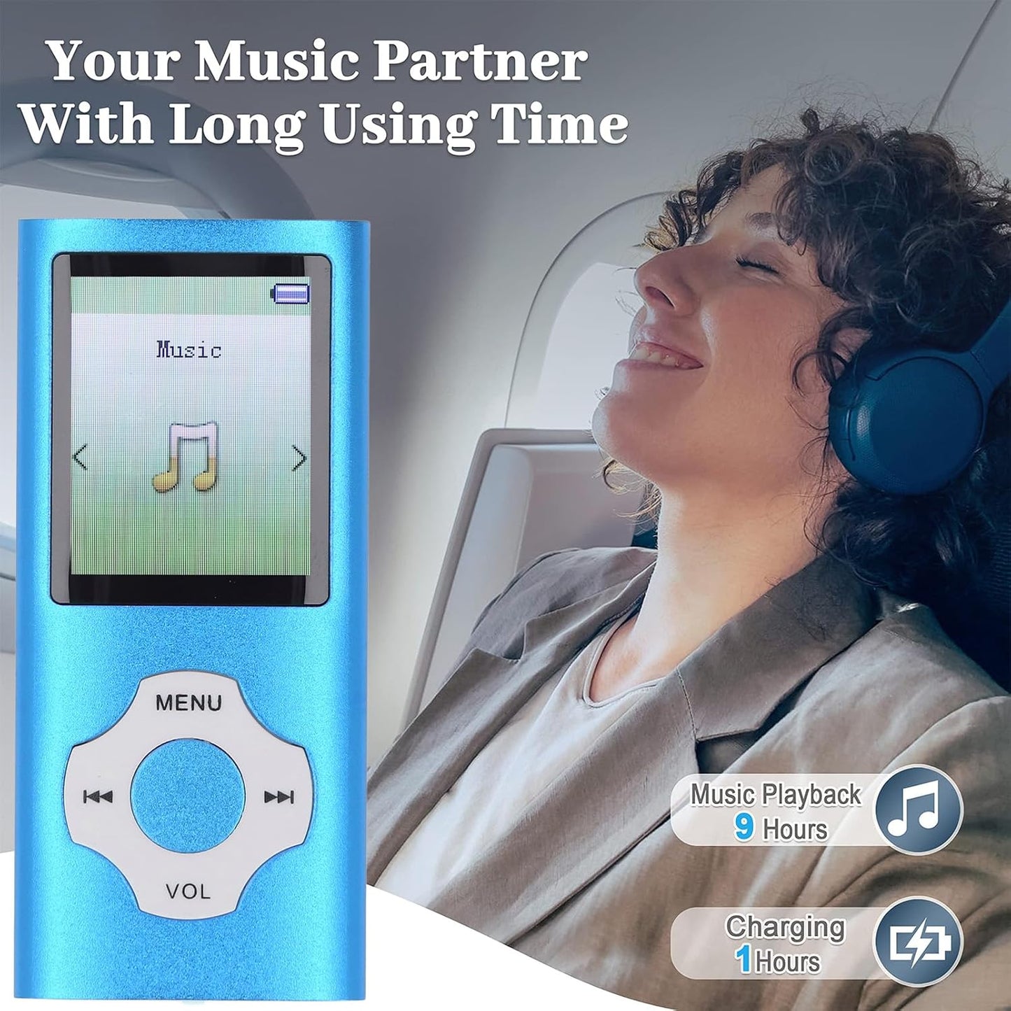MP3 MP4 1.8in 128GB Player, Lossless Sound Portable Video Music Player, Color Screen Digital Music Player with Speaker