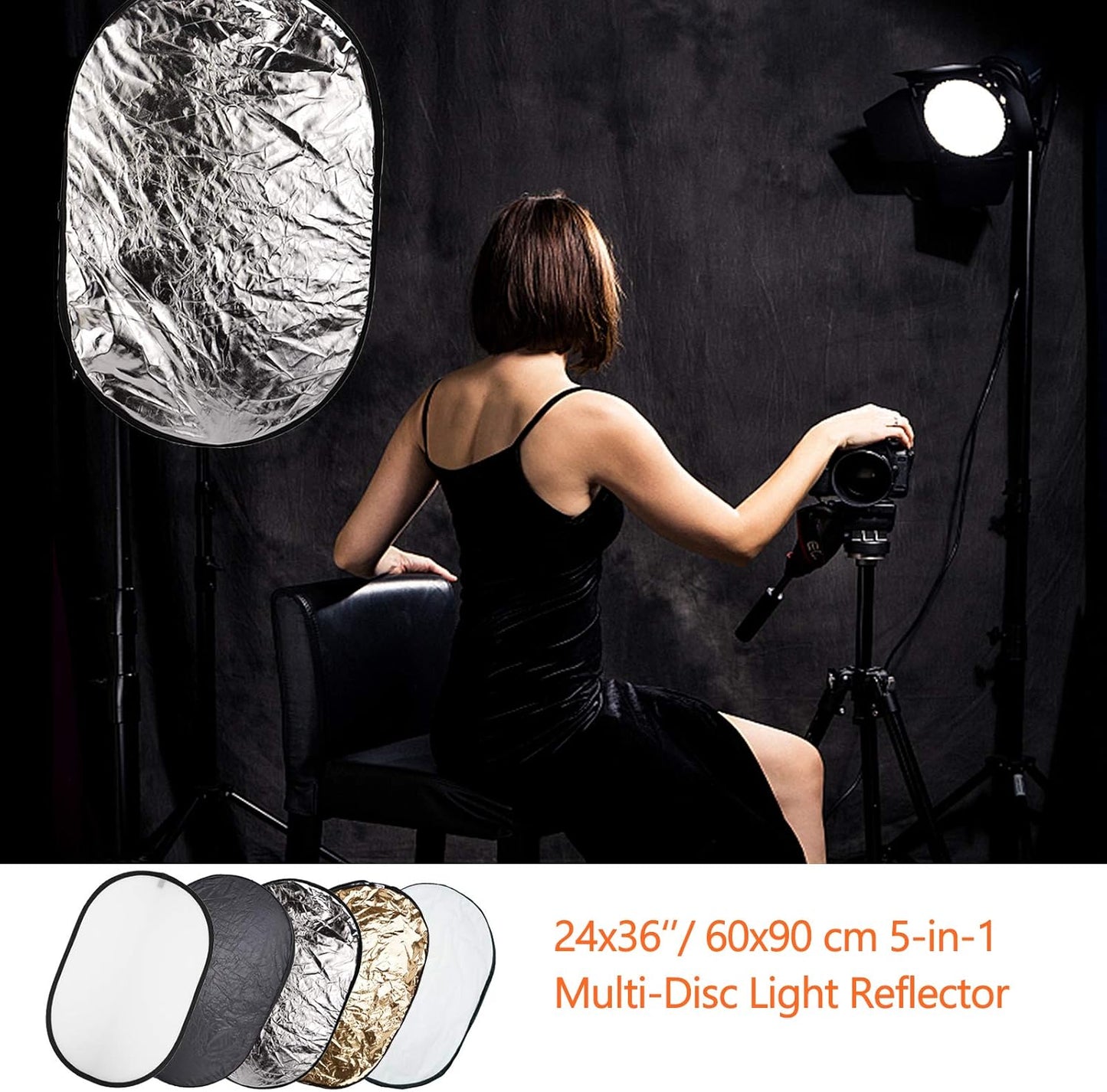 FIEWSZIHU 24x36 Inches/ 60x90 cm 5 1 Photo Light Reflector in Diffuser Photography Collapsible with Bag and Reflector