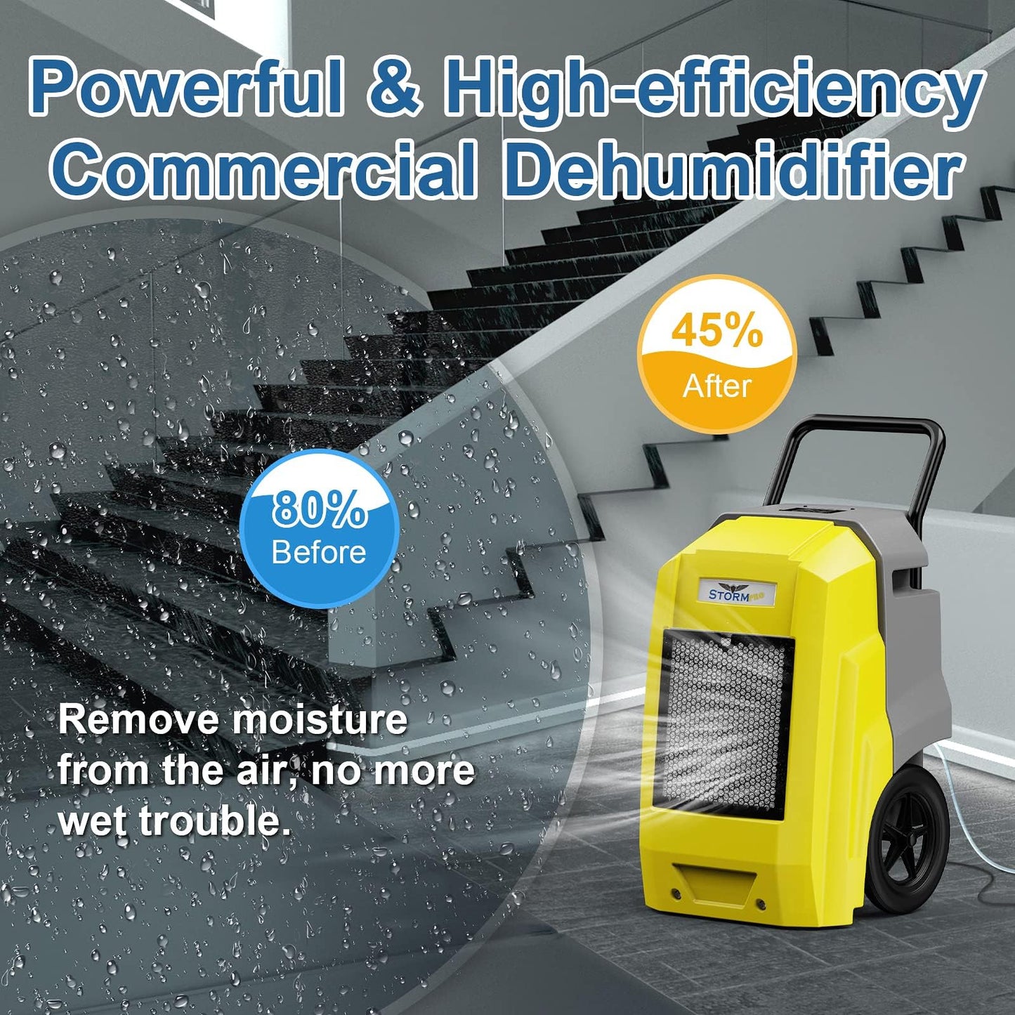 ALORAIR 180 Pints Commercial Dehumidifier with Pump Drain Hose, Smart Wi-Fi Dehumidifier for Large Basement, Industrial or Commercial Space, Smart Wi-Fi, 6 Years Limited Warranty