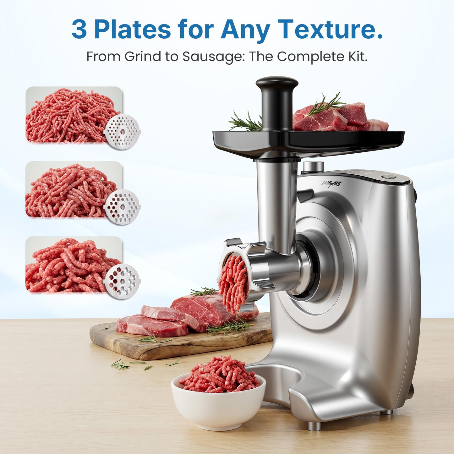 SUNVIVIPRO 5.3QT Electric Dough Mixer, 4-in-1 Multifunction Stand Mixer with Fermentation & LED Display & Knob Control, Slow Juicer, Meat Grinder, Salad Maker for Kitchen