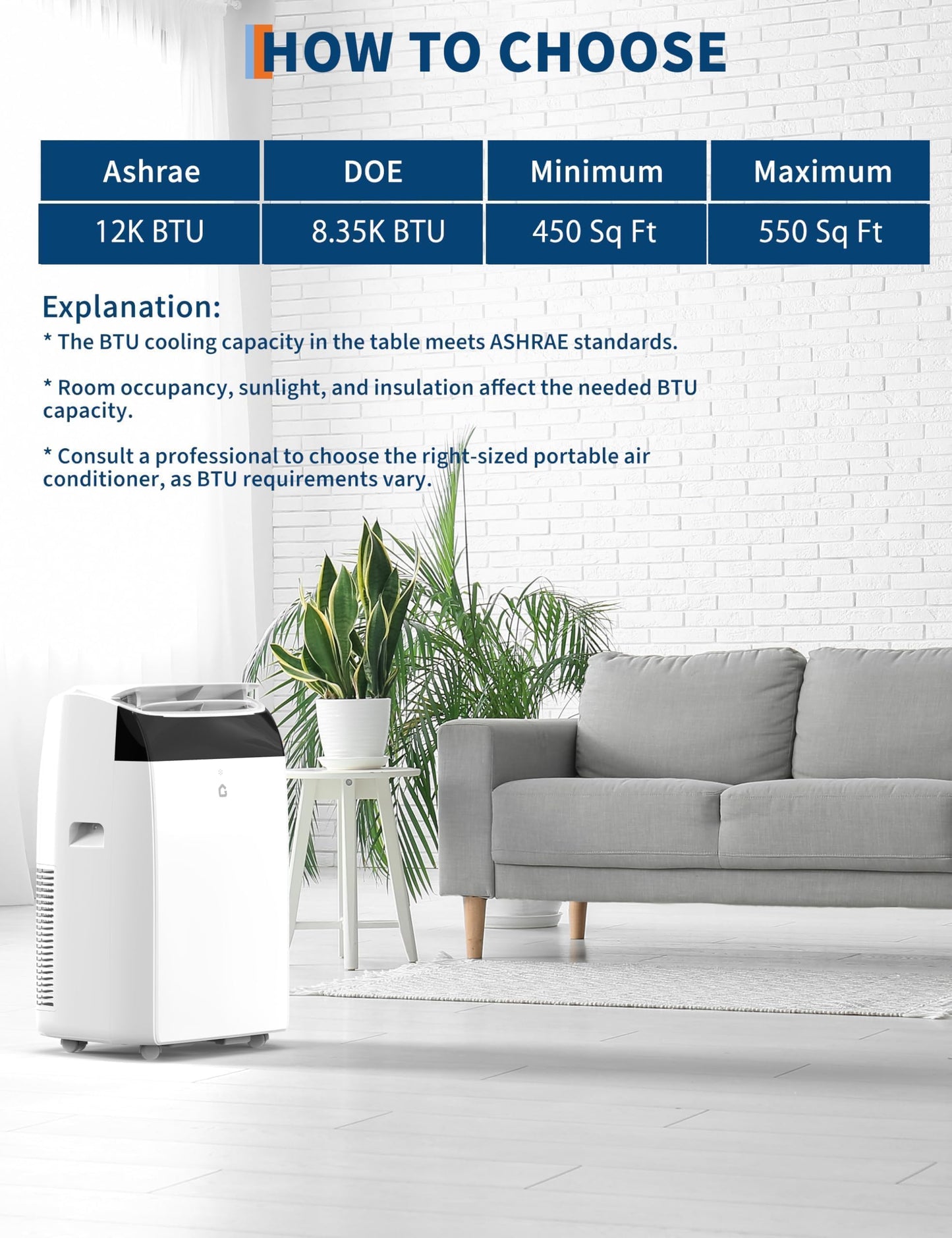12,000 BTU Portable Air Conditioners, 4-in-1 AC Unit with Cool, Fan, Dehumidifier & Sleep Mode, Quiet Operation, 24H Timer & Remote Control for Bedroom, Living Room, Basement & Workshop