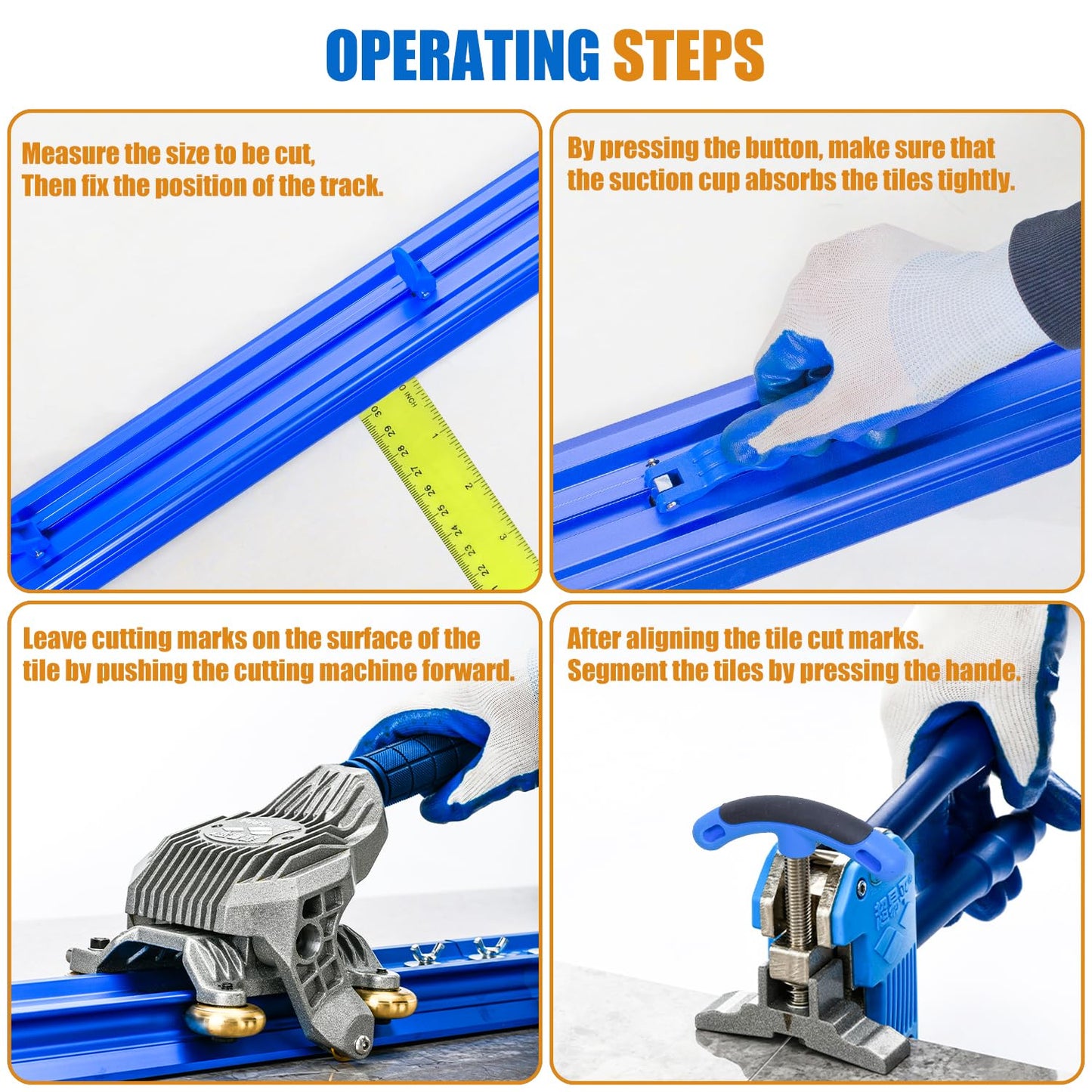 87-Inch Tile Cutter - Manual Cutting Tool for Large Format Ceramic Porcelain Tiles, Professional Porcelain Slab Cutting Machine with Double Rails Design and Glass Suction Cup