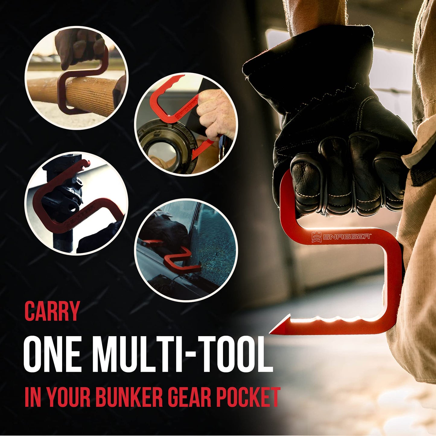 Motis - Snagger Tool for Firefighting, a Powerful Multi Tool Firefighter Gear, Firefighter Tools, Red