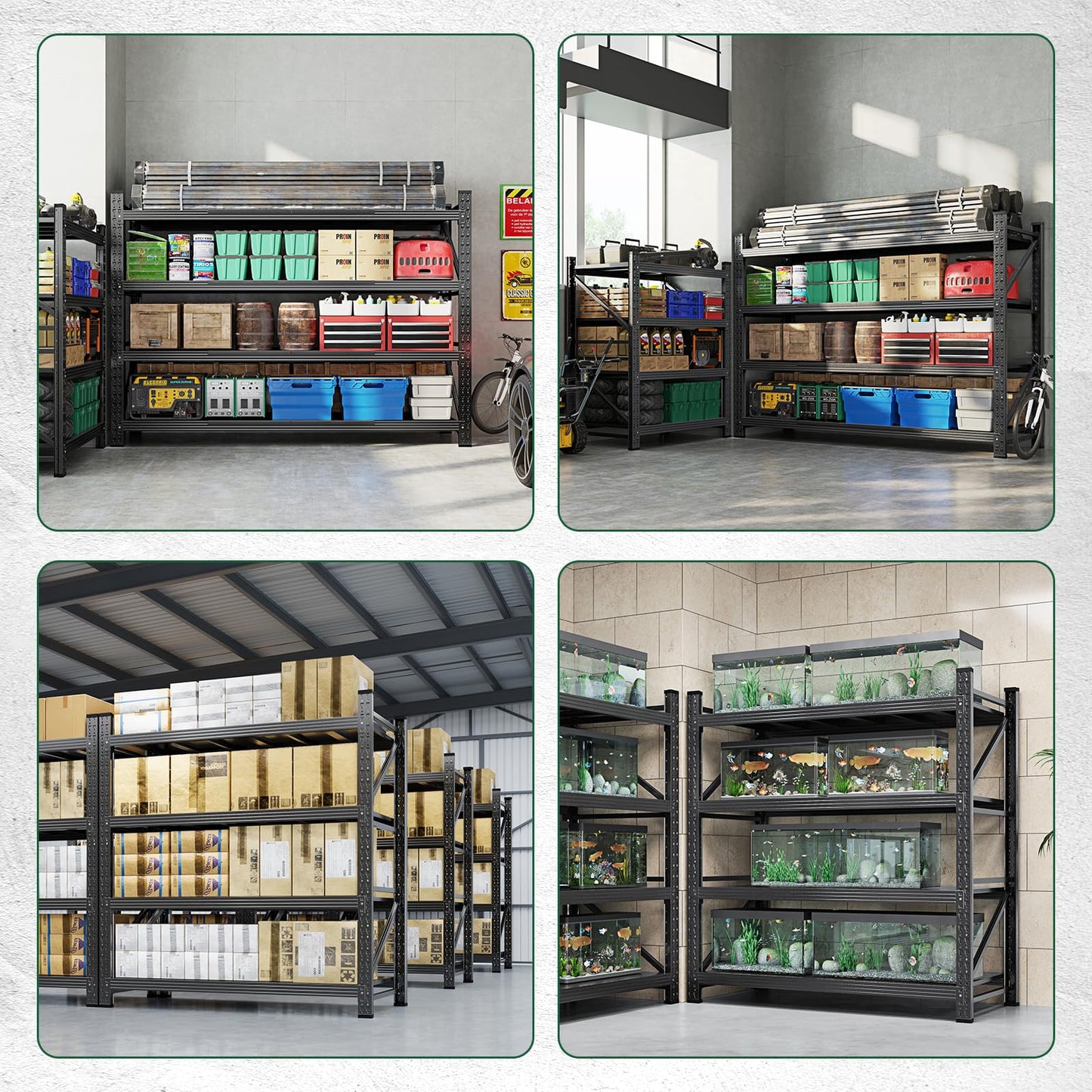 Letaya 3000LBS Storage Shelves Heavy Duty,70" H Garage Shelving Units, 4 Tier Adjustable Utility Rack Shelf,Large Metal Industrial Shelves,for Shop,Warehouse,Basement,Black (48" W x 24" D x 70" H)