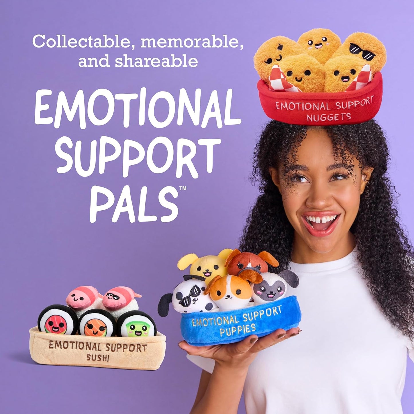 Relatable Emotional Support Sushi | Cuddly Stuffed Animals Set with 5 Plush Toys & Basket - Perfect Gift for Mom