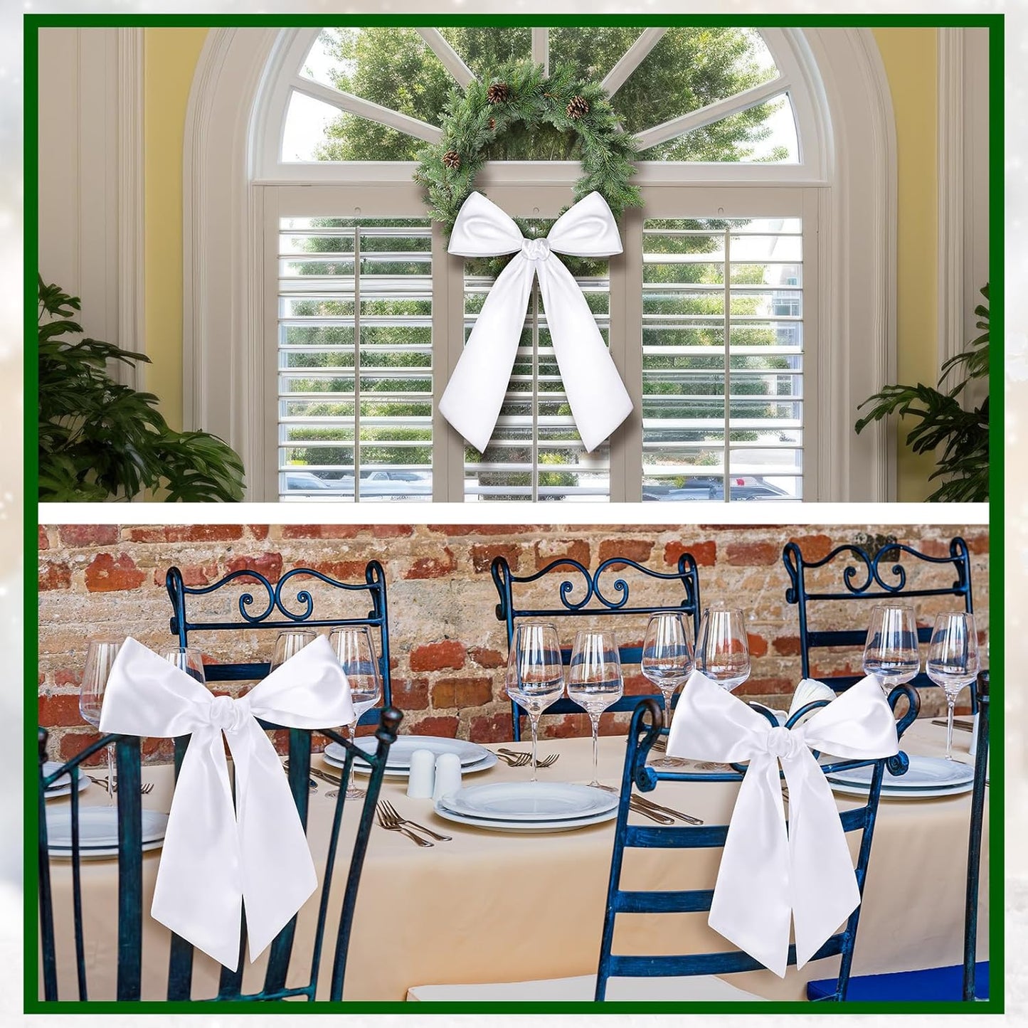 Skiennix 4 PCS White Satin Wreath Sashes - Blank Embroidery Accessories for Weddings & Holidays
