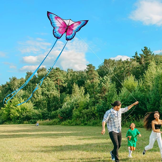 Butterfly Kites for Kids & Adults, Easy to Fly Design with Long Tail for Stability, for Kids Ages 4-8 & Beginners, Beach & Park Use | Family Outdoor Fun