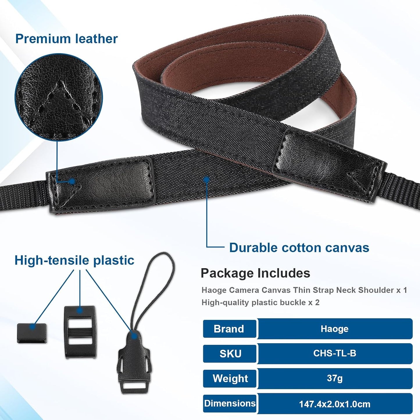 Haoge Camera Canvas Thin Strap Neck Shoulder for Binoculars,monoculars,Mirrorless or DSLR Camera,Rangefinders