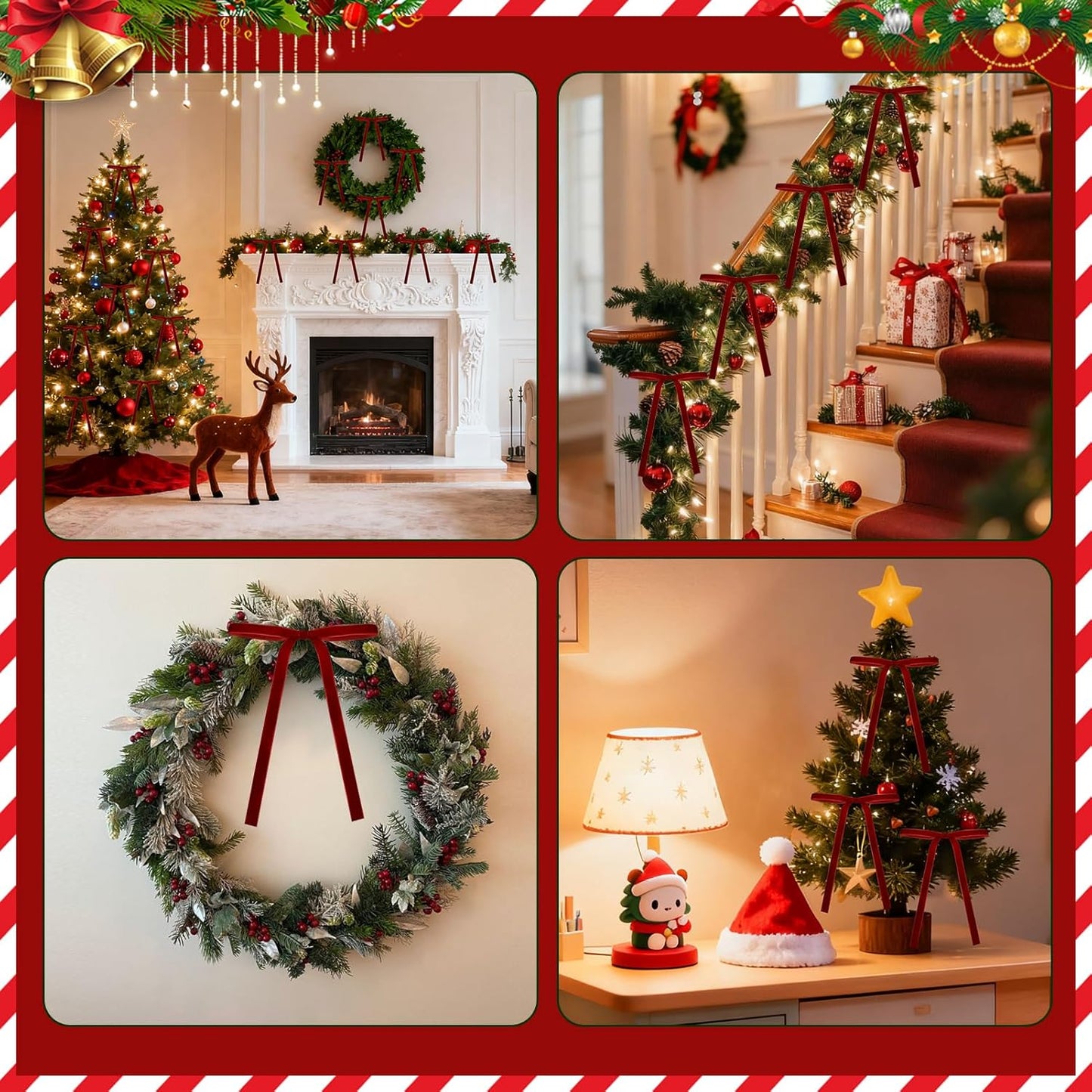 Regine Switzerland Velvet Christmas Tree Bows - 36 Pcs 5x7 Inch Burgundy Decor for Wreaths & Garlands