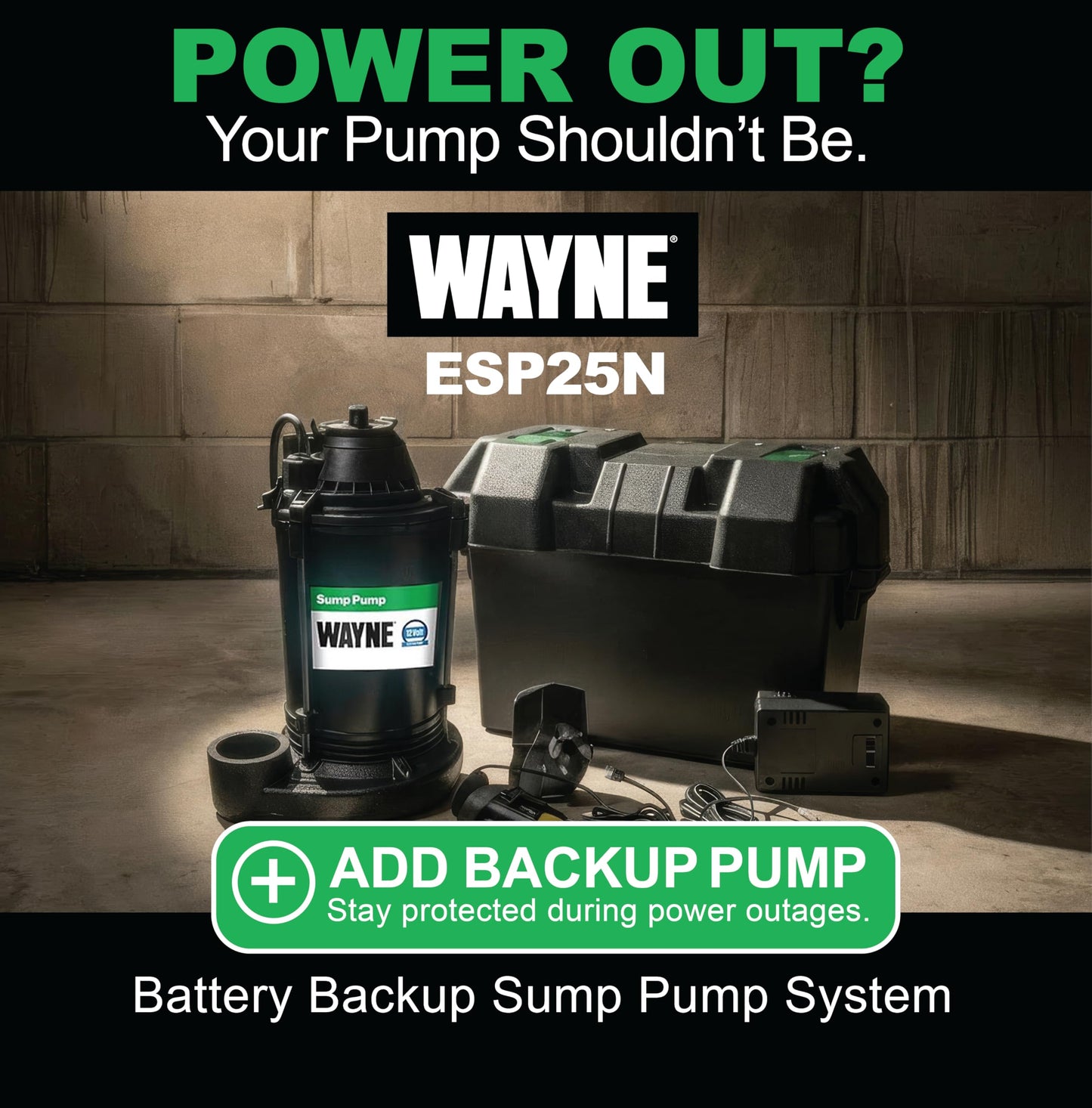 Wayne 1 HP Heavy Duty Submerisble Cast Iron and Stainless Steel Sump Pump with NEW Switch - Removes up to 6,100 Gallons of Water Per Hour