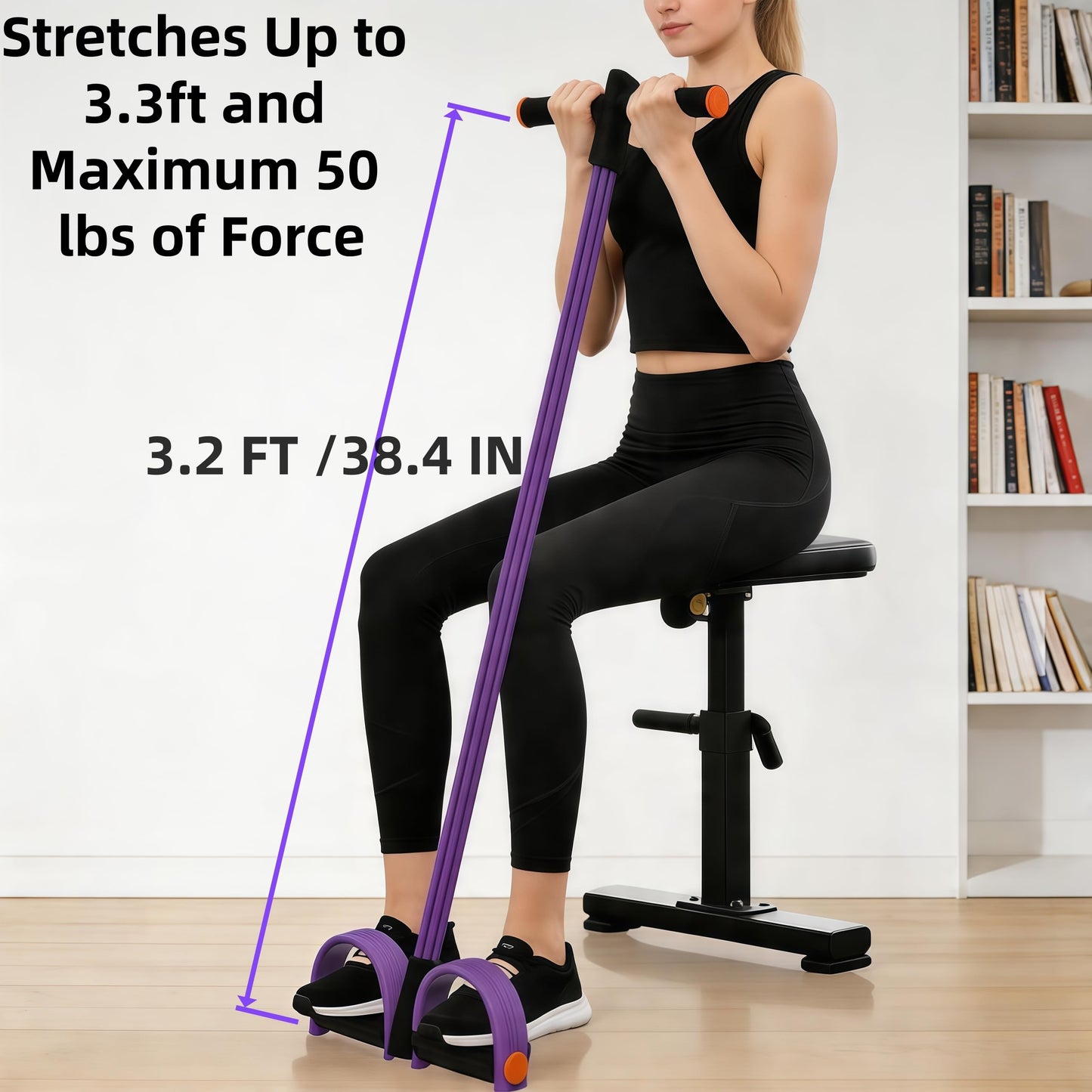 2 Packs Pedal Resistance Bands with Handles, 6 Tube Pedal Resistance Device, Multifunctional Pedal Resistance Band for Abdominal Workout, Portable Multi Function Tension Rope for Full Body Exercise