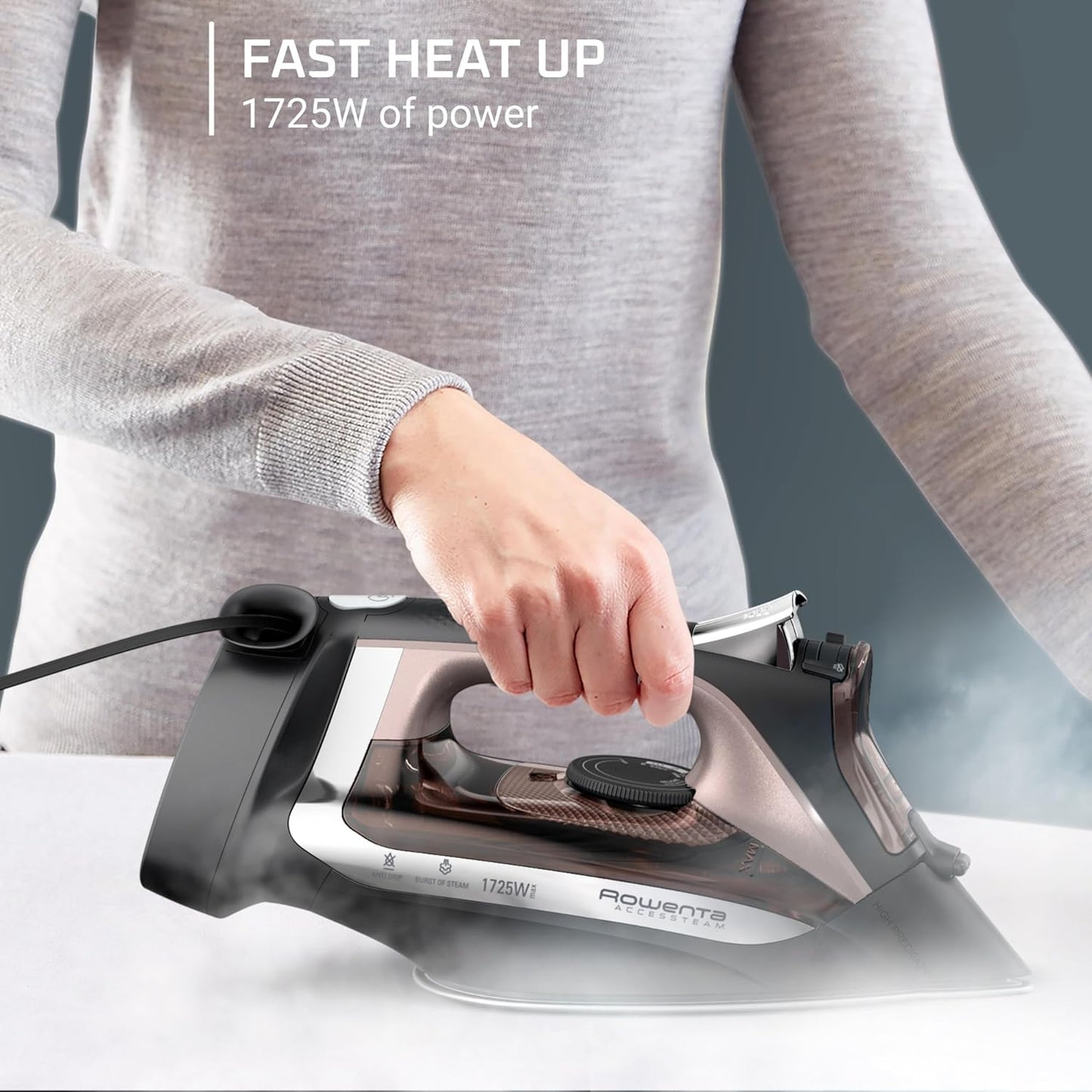 Rowenta AccessSteam Iron - Cord Reel Design with Anti-Drip Protection | DW2459U1