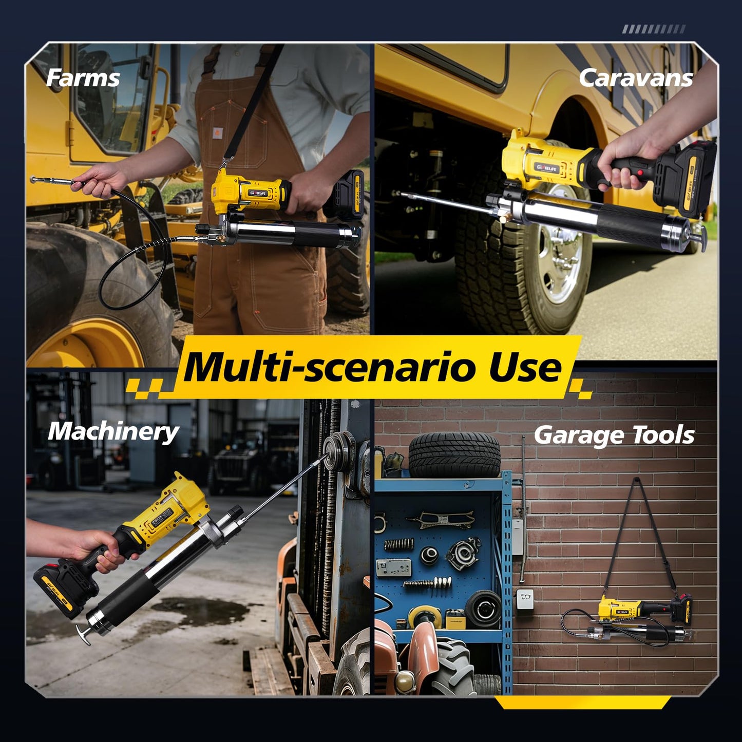 GEVEELIFE Electric Grease Gun - Equipped with 2×2000mAh Batteries, Fast Charger & 90° Swivel Coupler, 10,000 PSI - Works with Bulk & Cartridge Grease for Farm, Truck, Construction