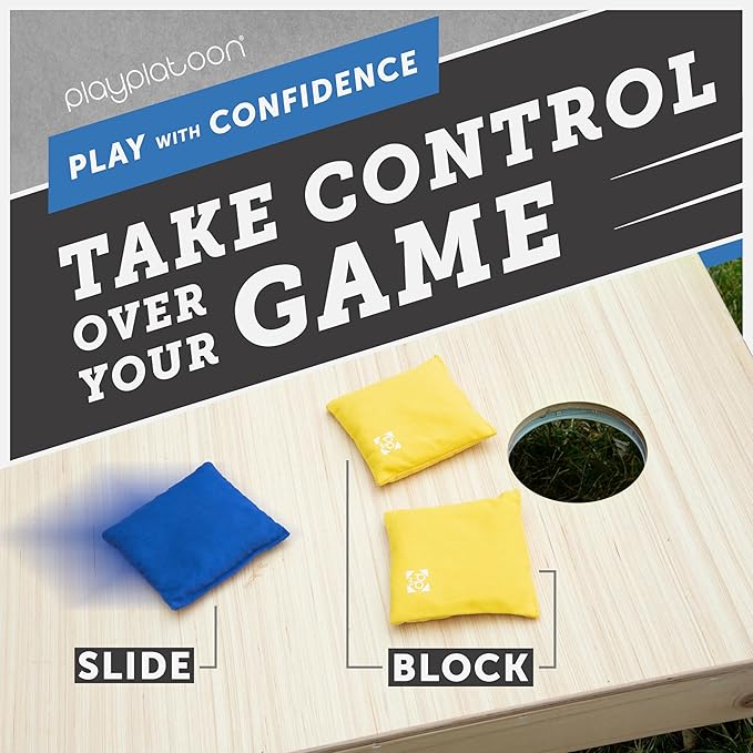 Professional Cornhole Bags - Set of 8 Regulation All Weather Double Sided - Sticky Side/Slick Side Bean Bags for Pro Corn Hole Game