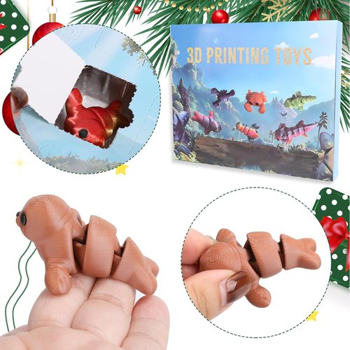2025 Mini 3D Printed Animals Advent Calendar - 24 Articulated Figurines | Perfect Birthday & Party Gifts